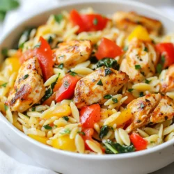 Cooking Cajun Chicken Orzo is simple and fun. Hereβs what you need: - 1 lb chicken breast, diced - 1 cup orzo pasta - 2 tablespoons Cajun seasoning - 1 tablespoon olive oil - 1 medium onion, diced - 2 cloves garlic, minced - 1 red bell pepper, diced - 1 cup diced tomatoes (canned or fresh) - 2 cups chicken broth - 1 cup spinach, chopped - Salt and pepper to taste - Fresh parsley, for garnish These ingredients bring a burst of flavor. The Cajun seasoning gives it a spicy kick. You can use fresh or canned tomatoes based on what you have. Fresh parsley adds a nice touch. Make sure to have everything ready before you start cooking. It makes the process smooth and fun. {{ingredient_image_1}} First, heat 1 tablespoon of olive oil in a large skillet over medium heat. Add 1 pound of diced chicken breast to the skillet. Sprinkle 2 tablespoons of Cajun seasoning over the chicken. Cook this for 5 to 7 minutes. You want the chicken to be browned and fully cooked. Once done, remove the chicken from the skillet and set it aside. In the same skillet, add 1 medium diced onion, 2 minced garlic cloves, and 1 diced red bell pepper. SautΓ© these for about 2 to 3 minutes. Keep an eye on them until they soften. This step builds a great flavor base for your dish. Next, stir in 1 cup of diced tomatoes and 2 cups of chicken broth. Bring this mixture to a gentle boil. Then, add 1 cup of orzo pasta to the skillet. Mix it well with the other ingredients. Lower the heat and let it simmer for about 10 to 12 minutes. Stir occasionally to keep the orzo from sticking to the bottom. Once the orzo is tender and has absorbed most of the liquid, itβs time to add the chicken back. Stir in the cooked chicken and 1 cup of chopped spinach. Season with salt and pepper to taste. Cook for an additional 2 minutes until the spinach wilts and everything blends well. Let the dish sit for 1 minute before serving. - To keep orzo from sticking, stir it often while it cooks. This helps it stay loose and fluffy. - Cook the chicken first before adding the orzo. This gives the chicken a nice sear and flavor. When you cook the orzo, make sure it simmers, not boils. This timing helps both cook well together. - Making your own Cajun seasoning adds great flavor. Mix paprika, cayenne, garlic powder, and thyme for a tasty blend. - For extra heat, add a pinch of crushed red pepper flakes. You can also try a dash of hot sauce for a kick. - Serve your Cajun Chicken Orzo in bowls for a cozy look. Top with fresh parsley for color and freshness. - If you want to impress, use a plate instead. Spread the orzo out and garnish nicely. This makes it look gourmet and fun to eat. Pro Tips Use Fresh Ingredients: Using fresh vegetables and herbs will elevate the flavor of your dish significantly. Adjust Spice Level: If you prefer a milder dish, reduce the amount of Cajun seasoning or omit it entirely. Cook Orzo Al Dente: To achieve the perfect texture, cook orzo until it's al dente, as it will continue to absorb liquid even after removing it from heat. Add a Protein Boost: For extra protein, consider adding shrimp or sausage along with the chicken for a heartier dish. {{image_2}} You can easily swap the chicken for shrimp or sausage. Both options bring their own unique taste. Shrimp cooks fast and adds a nice flavor. Sausage gives a richer, heartier bite. If you want to change the orzo, try using quinoa or rice. They both work well and give a different texture. To make this dish gluten-free, use gluten-free orzo. Many brands offer great options. You can also use rice or lentils instead. For a vegetarian version, replace the chicken with more veggies. Mushrooms, zucchini, or even chickpeas can add great flavor and protein. Adjusting spice levels can make this dish fit your taste. If you like it hot, add more Cajun seasoning. You can also mix in some cayenne pepper for extra heat. For a different twist, try seasoning from other regions. Italian herbs like oregano and basil bring a fresh taste, while smoked paprika adds depth. Experiment to find your perfect flavor! To store leftovers, place your Cajun Chicken Orzo in an airtight container. Make sure it cools first. This helps keep it fresh longer. In the fridge, it lasts about 3 to 4 days. Always check for any off smells or discoloration before eating. You can freeze cooked Cajun Chicken Orzo for up to 3 months. First, let it cool completely. Then, store it in a freezer-safe container. For thawing, move it to the fridge overnight. This keeps the flavor and texture better. For reheating, the stovetop works best. It warms the dish evenly without drying it out. Just add a splash of broth or water. Stir it gently on low heat. You can use the microwave too. Heat it in short bursts, stirring in between. This helps prevent hot spots and keeps it moist. You can add more Cajun seasoning to the dish. Try using a blend with chili powder or cayenne pepper for extra heat. You can also include diced jalapeΓ±os or hot sauce to kick up the spice. Taste as you go to find the right level for you. Yes, you can use whole wheat orzo. It adds a nutty flavor and more fiber. Just keep an eye on the cooking time. Whole wheat orzo may take a few minutes longer to cook than regular orzo. Cajun Chicken Orzo pairs well with a fresh salad or garlic bread. You can also serve it with roasted vegetables for added color and flavor. A light vinaigrette can complement the dish nicely. The orzo is done when it is tender but still has a slight bite. It should absorb most of the liquid in the skillet. Stir it occasionally to check if itβs sticking or needs more time. Yes, you can make Cajun Chicken Orzo ahead of time. Store it in the fridge for up to three days. Just reheat it on the stove with a splash of broth to keep it moist. This blog laid out a simple recipe for Cajun Chicken Orzo. You learned about the key ingredients and step-by-step instructions. Tips covered how to enhance flavor and adjust the dish to your taste. You can also store leftovers easily. Try different proteins and spices to make it your own. Enjoy making this dish and impress your family with your cooking skills. Simple, delicious meals bring everyone together. Now, get cooking!