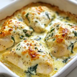 - 4 boneless, skinless chicken breasts - 1 cup cream cheese, softened - 1 cup shredded mozzarella cheese - 1/2 cup grated Parmesan cheese - 1 cup spinach, wilted (fresh or frozen, drained) - 3 cloves garlic, minced - 1 teaspoon Italian seasoning - 1/2 teaspoon paprika - Salt and pepper to taste - 2 tablespoons olive oil These ingredients work together to create a rich and creamy dish. The chicken breasts provide a great base. Cream cheese, mozzarella, and Parmesan create that luscious, cheesy layer. Spinach adds color and nutrition. Garlic and Italian seasoning give it depth and flavor. Paprika adds a nice hint of spice. Salt and pepper balance everything perfectly. Using fresh or frozen spinach is easy. Just make sure to drain it well if you use frozen. I love the combination of flavors in this dish. Each bite is a delight! You can even switch up the cheeses based on what you have at home. Enjoy the cooking process. It’s fun to mix and match! {{ingredient_image_1}} - Preheat the oven to 375°F (190°C). - Grease the baking dish with olive oil. Start by getting your oven nice and hot. This step is key for a perfect bake. While the oven warms, grab your baking dish and coat it with olive oil. This helps the chicken not stick and adds flavor. - Season chicken breasts with salt, pepper, and paprika. Next, take your chicken breasts. Sprinkle salt, pepper, and paprika evenly over them. This simple mix brings out the chicken's natural taste. Make sure to cover all sides for the best flavor. - Combine cream cheese, mozzarella, Parmesan, garlic, and Italian seasoning. - Fold in wilted spinach. Now, let’s make the creamy cheese mixture. In a bowl, mix together softened cream cheese, shredded mozzarella, grated Parmesan, minced garlic, and Italian seasoning. Stir it well until it’s smooth and creamy. Then, gently fold in the wilted spinach. This adds a pop of color and nutrients to your dish. - Spread cheese mixture over chicken and bake for 25-30 minutes. Take your cheese-spinach mix and spread it over the seasoned chicken. Cover it well for a rich flavor. Place the dish in the oven and bake for 25-30 minutes. Keep an eye on it until the chicken is cooked through and the top is golden and bubbly. Enjoy the delightful aroma filling your kitchen! - Use a meat thermometer to check if the chicken is cooked through. Aim for 165°F. - Let the dish cool slightly before serving. This helps the flavors settle. - Serve with a side of steamed broccoli or a mixed greens salad. This adds color and crunch. - Garnish with fresh parsley or basil for added flair. It makes the dish pop. - Experiment with different cheese combinations for varied flavors. Try cheddar or gouda. - Add red pepper flakes for a spicy kick. This gives your dish a nice heat. Pro Tips Use Fresh Spinach: Fresh spinach will give a brighter flavor and better texture than frozen. If using frozen, ensure it’s thoroughly drained to avoid excess moisture in the dish. Check Chicken Doneness: Always use a meat thermometer to check that the chicken has reached an internal temperature of 165°F (75°C) for safety and optimal juiciness. Experiment with Cheeses: Feel free to substitute with your favorite cheeses, such as gouda or cheddar, for a different flavor profile. Let it Rest: Allow the chicken to rest for a few minutes after baking. This helps retain the juices and makes for a more flavorful bite. {{image_2}} You can switch things up by using different proteins. Turkey or shrimp works well in this recipe. They bring their own flavors and keep the dish exciting. You can also use heavy cream instead of cream cheese. This change gives a richer sauce that enhances the meal. If you want a dairy-free option, try using non-dairy cream cheese. There are many cheese alternatives available now. These swaps let you enjoy the dish without dairy. Adding different herbs or spices can really change the taste. You might try thyme for a fresh note or cumin for a warm flavor. These simple changes can make the dish unique every time you cook it. To store leftovers in the fridge, first let the dish cool. Place it in an airtight container. This keeps the chicken moist and fresh. You can store it for up to three days. Always label the container with the date. For long-term storage, freezing works well. First, let the chicken bake cool completely. Then, wrap it tightly in plastic wrap. Place the wrapped dish in a freezer-safe bag. It can stay frozen for up to three months. When ready to eat, thaw it overnight in the fridge. To reheat, place the chicken bake in the oven. Preheat it to 350°F (175°C). Cover the dish with foil to keep it moist. Heat for about 20-25 minutes. Check the center with a fork to ensure it's hot. Enjoy the creamy flavors just like the first time! This recipe serves 4 people. You can share it with family or friends. If you need more, just double the ingredients. Yes, but adjust cooking time accordingly. Frozen chicken takes longer to cook. Make sure to check the internal temperature. It's great alongside low-carb vegetables or salads. Steamed broccoli or a mixed greens salad works well. You can add a light dressing for extra flavor. Use a meat thermometer to ensure it reaches 165°F (75°C). This way, you know it's safe to eat. The chicken should look white and no longer pink inside. This blog post covered a rich, creamy low-carb chicken bake recipe. You learned about the main and additional ingredients, along with step-by-step instructions. I shared tips for cooking, serving, and flavor options to make your dish shine. Remember, you can vary the recipe to suit your needs. Proper storage and reheating help keep leftovers fresh. Overall, this dish is easy, tasty, and perfect for any meal. Happy cooking!