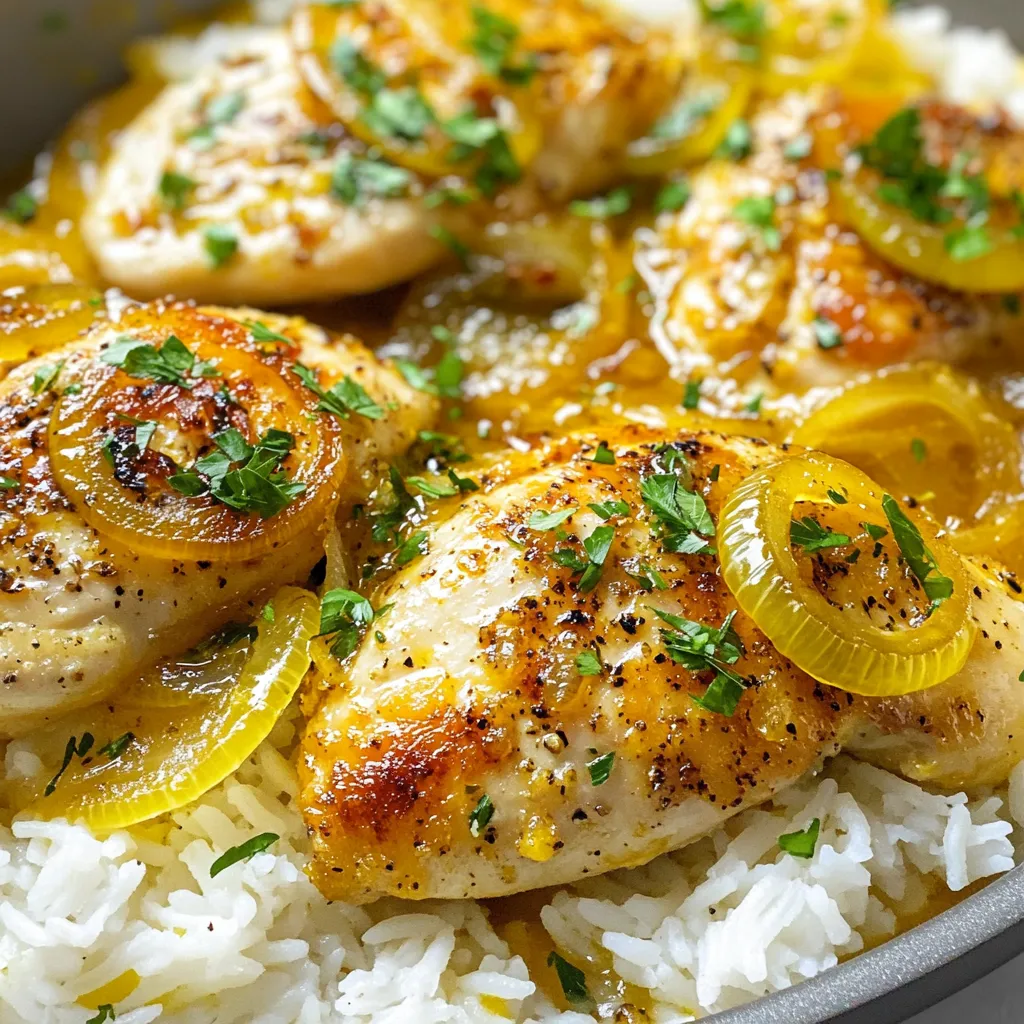 For this dish, you need simple and fresh ingredients. Here’s what you will need: - 4 boneless, skinless chicken breasts - 1 cup pepperoncini peppers, chopped (reserve juice) - 1 medium onion, thinly sliced - 3 cloves garlic, minced - 1 teaspoon dried oregano - ½ teaspoon paprika - 1 tablespoon olive oil - Salt and pepper to taste - ½ cup chicken broth These ingredients come together to create a tasty and hearty meal. The chicken breasts provide the protein, while the pepperoncini adds a tangy kick. Onions and garlic bring great flavor to the dish. To make the meal more filling, you can serve it with: - Cooked rice - Quinoa These options add a nice base to soak up the tasty sauce from the skillet. Both rice and quinoa are easy to prepare and work well with the flavors. Garnishes can make your dish look and taste even better. Consider these: - Fresh parsley, chopped Chopped parsley adds a pop of color and freshness. It gives a nice contrast to the rich flavors of the chicken and peppers. Try to sprinkle it on just before serving to keep it vibrant. {{ingredient_image_1}} First, grab your chicken breasts. Season them with salt, pepper, oregano, and paprika. Make sure to coat them well on both sides. Next, heat olive oil in a large skillet over medium heat. Once the oil is hot, add the chicken. Cook for about 6-7 minutes on each side. You want the chicken to be golden brown and cooked through. When done, remove the chicken from the skillet and set it aside. This step locks in the chicken's juices and flavor. In the same skillet, toss in the sliced onion and minced garlic. You will want to sauté these for about 4-5 minutes. Stir them often until the onions are clear and fragrant. This step builds a solid base of flavor for your dish. The onions add sweetness, and the garlic brings depth. You can’t rush this part; let the aroma fill your kitchen! Now it’s time to bring everything together. Add the chopped pepperoncini peppers to the skillet. Pour in about 2-3 tablespoons of the reserved pepperoncini juice. Stir these ingredients well. Then, add in the chicken broth and let it simmer gently. Next, return the chicken to the skillet. Nestle it among the peppers and onions. Cover the skillet and cook for an extra 5 minutes. This allows all the flavors to meld beautifully. The result is a savory, zesty dish that’s hard to resist! To cook chicken well, start with even pieces. This helps them cook at the same rate. I like to use a meat thermometer. The chicken should reach 165°F. This keeps the meat juicy and safe to eat. Don't rush the cooking. Let each side brown for 6-7 minutes. If the chicken sticks, it’s not ready to flip. When sautéing onions, slice them thinly. Thin slices cook evenly and become sweet. Heat the olive oil before adding the onions. This helps them start cooking right away. Stir often, so they don’t burn. Cook them until they turn translucent. This takes about 4-5 minutes. The aroma will make your kitchen smell amazing! To boost flavor, try adding spices. A pinch of red pepper flakes adds heat. You can also use fresh herbs like thyme or basil. If you love garlic, add another clove. For a tangy twist, squeeze some lemon juice at the end. Experiment with different peppers too! Banana peppers or jalapeños can change the dish. Each variation makes this meal unique! Pro Tips Use Fresh Ingredients: Opt for fresh pepperoncini peppers and herbs for a brighter flavor profile in your dish. Adjust Spice Level: If you prefer less heat, remove some of the seeds from the pepperoncini before adding them to the skillet. Marinate the Chicken: For extra flavor, consider marinating the chicken breasts in olive oil, garlic, and oregano for at least 30 minutes prior to cooking. Make it a Meal: Pair the Pepperoncini Chicken with a side of roasted vegetables or a fresh salad for a complete and balanced meal. {{image_2}} To make a vegetarian version of Pepperoncini Chicken Skillet, replace chicken with firm tofu or tempeh. Cut the tofu into cubes and press it to remove excess water. Sauté the tofu just like you would the chicken. This will give it a nice golden color. Use the same spices and pepperoncini mix to keep those bold flavors. You can also try using chickpeas or lentils for a hearty dish. You can change the flavor profile by adding different spices. Try cumin for a warm, earthy taste. A pinch of red pepper flakes can add heat for those who like it spicy. You can also experiment with Italian herbs like basil or thyme for a fresh twist. Don't be afraid to mix and match to find your favorite blend. Serve Pepperoncini Chicken with rice or quinoa for a complete meal. The sauce tastes great over mashed potatoes, too. For extra greens, pair it with a side salad or steamed vegetables. You can also serve it with warm, crusty bread to soak up the sauce. Each side adds a new layer of flavor and texture to your meal. To store leftovers, let the Pepperoncini Chicken cool down first. Place the chicken and sauce in an airtight container. Make sure to cover it well. Store in the fridge for up to three days. This will keep the chicken juicy and flavorful. When you are ready to eat, take the chicken out of the fridge. Place it in a skillet over medium heat. Add a splash of water or chicken broth to keep it moist. Heat for about 5-7 minutes, stirring gently. You can also microwave it. Use a microwave-safe dish and cover it. Heat in 1-minute intervals until hot. If you want to freeze your Pepperoncini Chicken, it’s easy! Just place the cooled chicken and sauce in a freezer-safe bag or container. Remove as much air as possible. This helps prevent freezer burn. You can freeze it for up to three months. To thaw, put it in the fridge overnight before reheating. You can serve Pepperoncini Chicken with cooked rice or quinoa. These grains soak up the sauce well. You might also try it with a side salad for a fresh crunch. Some crusty bread can help mop up the tasty juices, too. Think about adding steamed veggies for color and nutrients. Yes, you can use different peppers! Bell peppers add sweetness. Jalapeños give a spicy kick. Banana peppers can work well, too. Each pepper brings its own flair, so feel free to experiment. Just adjust the amount based on how spicy you want the dish. Cooking chicken in a skillet usually takes about 12-14 minutes. You want to cook each side for about 6-7 minutes. Make sure the chicken reaches an internal temperature of 165°F. This ensures it is safe to eat. Always check the chicken's doneness with a meat thermometer for best results. This blog post showed how to make a tasty Pepperoncini Chicken Skillet. You learned about the main and optional ingredients, plus delicious garnishes. I detailed step-by-step cooking instructions and shared tips for great results. We explored variations for different diets and flavors, and I gave advice on storage and reheating. In the end, this dish is easy to make and versatile. You can enjoy it many ways. Try it out and make it your own!