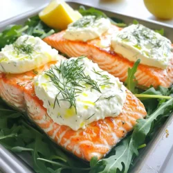 - 2 salmon fillets (about 6 oz each) - 4 oz Boursin cheese (any flavor) - 1 tablespoon olive oil - 1 tablespoon fresh dill, chopped - 1 tablespoon lemon juice - Salt and pepper to taste - Optional: lemon wedges for serving For this dish, you need fresh salmon and flavorful Boursin cheese. The rich taste of the cheese pairs well with salmon. Using fresh herbs like dill adds a nice touch. When choosing salmon, look for wild-caught options if possible. Wild salmon has a richer flavor and better texture. Look for varieties like sockeye or king salmon. These types are tasty and nutritious. Farmed salmon is another choice. It’s often more available and can be quite good. Just check for quality labels. You want salmon that looks bright and fresh, with no strong fishy smell. Boursin cheese comes in many flavors. You can try garlic and herb for a classic taste. The dill flavor also works well, enhancing the fresh dill you use. If you want something different, try the pepper flavor. It gives a nice kick to your salmon. You can also experiment with other cheeses like cream cheese or goat cheese for a twist. {{ingredient_image_1}} First, you need to preheat your oven to 375°F (190°C). This step is crucial. A hot oven helps cook the salmon evenly. You want a nice, warm space for baking. Next, grab a small bowl. In this bowl, mix 4 oz of Boursin cheese, 1 tablespoon of chopped dill, and 1 tablespoon of lemon juice. Stir until it is well blended. This mixture will add great flavor to the salmon. Now, line a baking dish with parchment paper. If you don’t have parchment, lightly grease it with olive oil. Place 2 salmon fillets in the dish, skin-side down. Drizzle 1 tablespoon of olive oil over the fish. Sprinkle with salt and pepper as you like. Then, gently spread the Boursin mixture on top of the salmon. Make sure it covers the fish evenly. Put the salmon in your preheated oven. Bake it for 15 to 18 minutes. The fish is ready when it flakes easily with a fork. Once baked, take it out of the oven. Let it cool for a couple of minutes before serving. Enjoy your tasty Baked Boursin Salmon! To cook salmon just right, keep these tips in mind: - Choose salmon fillets that are thick and even. This helps them cook evenly. - Cook salmon at 375°F for a tender, flaky finish. - Check the salmon at 15 minutes to see if it flakes easily with a fork. - Let it rest for a few minutes after baking. This keeps it juicy. Baked Boursin salmon pairs well with many sides. Here are some ideas: - Serve it on a bed of arugula or mixed greens for color. - Roasted vegetables add great flavor and texture. Try asparagus or Brussels sprouts. - Quinoa or rice can make the meal more filling. - A crisp white wine, like Sauvignon Blanc, enhances the dish. You can boost the flavor of your baked salmon easily: - Fresh dill is a great choice, but try parsley or chives too. - A sprinkle of garlic powder or paprika adds warmth. - A squeeze of fresh lemon juice brightens the dish. - Experiment with other herbs like thyme or basil for new tastes. Pro Tips Choose the Right Salmon: Opt for fresh, high-quality salmon fillets for the best flavor and texture. Experiment with Flavors: Try different Boursin cheese flavors, such as garlic & herbs or shallot & chive, to customize your dish. Check for Doneness: Use a fork to gently flake the salmon; it should be opaque and flake easily when cooked through. Rest Before Serving: Let the salmon rest for a few minutes before serving to allow the juices to redistribute for a moister bite. {{image_2}} You can switch up the cheese in this dish. Boursin adds creamy flavor, but other cheeses work too. Try cream cheese for a milder taste. Goat cheese gives a tangy twist. Feta brings a salty punch. Each cheese choice changes the dish, making it unique and fun. Boursin comes in many flavors. If you love herbs, use the herb version. It adds fresh notes that brighten the salmon. If you prefer bold tastes, try garlic Boursin. The garlic flavor enhances the salmon and gives it depth. Choose the one that fits your mood or meal. You can add veggies to your salmon dish. Asparagus and green beans roast well. They cook at the same time as the salmon. Just toss them in olive oil, salt, and pepper. Place them around the salmon in the dish. This way, you get a full meal with rich flavors and colors. To store leftover baked salmon, let it cool first. Place it in an airtight container. You can keep it in the fridge for up to three days. Make sure to cover it well to keep it fresh. When reheating baked salmon, use the oven for the best taste. Preheat your oven to 275°F (135°C). Place the salmon on a baking sheet and cover it with foil. Heat for about 15 minutes, or until warm. This keeps the fish moist and tasty. If you want to freeze leftover salmon, wrap it tightly in plastic wrap. Then, place the wrapped salmon in a freezer bag. It can last up to three months in the freezer. To reheat, thaw it in the fridge overnight before warming it up. You can tell if the salmon is cooked by looking at its color. The flesh should turn from bright pink to a pale, opaque pink. Use a fork to gently flake the salmon. If it separates easily, it’s done. The ideal internal temperature is 145°F (63°C). Use a meat thermometer for the best results. Yes, you can use frozen salmon. Just be sure to thaw it first. Place the salmon in the fridge overnight or submerge it in cold water for quicker thawing. Then, pat it dry before cooking. This step helps the fish cook evenly and adds flavor. Baked Boursin Salmon goes well with many sides. Here are some great options: - Steamed asparagus - Garlic mashed potatoes - Roasted broccoli - Quinoa salad - Mixed green salad These sides add color and texture to your meal. Yes, you can prepare the salmon ahead of time. Mix the Boursin cheese and season the salmon. Cover and store it in the fridge for up to two hours before baking. When you are ready, just pop it in the oven. This saves time on busy nights. In this article, we explored how to make Baked Boursin Salmon. We covered the best ingredients, step-by-step instructions, and helpful tips. You learned how to store leftovers and even some great variations. I hope you feel ready to try this dish. With a few simple steps, you can impress your family or friends. Enjoy the process and happy cooking!