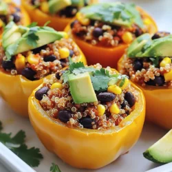 - 4 bell peppers (any color) - 1 cup quinoa, rinsed - 2 cups vegetable broth - 1 can (15 oz) black beans, drained and rinsed - 1 cup corn kernels (fresh or frozen) - 1 teaspoon cumin - 1 teaspoon smoked paprika - Fresh cilantro, for garnish - Avocado slices, for serving - You can use zucchini or eggplant instead of bell peppers. - For quinoa, try brown rice or millet. - If you need a bean swap, use chickpeas or lentils. These ingredients come together to create a colorful and tasty dish. Each component adds flavor and nutrition. The bell peppers hold the filling well. This recipe is rich in protein and fiber, thanks to quinoa and black beans. The spices bring warmth and depth to each bite. You can easily find all the ingredients at your local store. If you want to change things up, try the suggested substitutions for a fresh twist. {{ingredient_image_1}} To start, take four bell peppers of your choice. I love using a mix of colors for a vibrant look. Cut the tops off each pepper. Use a spoon to scoop out the seeds and membranes. This will help the peppers cook evenly. After cleaning, place them upright in a baking dish. This keeps them stable while baking. Next, let's cook the quinoa. In a medium saucepan, bring two cups of vegetable broth to a boil. Add one cup of rinsed quinoa. Stir it, then lower the heat. Cover the pot and let it simmer for about 15 minutes. You know the quinoa is done when itβs fluffy and the liquid is gone. Fluff it with a fork for the best texture. Now, itβs time to make the filling. Heat a skillet over medium heat. Add one small chopped red onion and two minced garlic cloves. SautΓ© them for about 3 to 4 minutes until they turn translucent. Then, add one can of drained black beans and one cup of corn. Sprinkle in one teaspoon of cumin and one teaspoon of smoked paprika. Season with salt and pepper. Cook for another two minutes to heat everything through. Once the filling is ready, mix in the cooked quinoa. Stir until everything is combined well. Now, take your prepared peppers and carefully spoon the filling into each one. Pack the filling gently but firmly. Make sure each pepper gets an equal amount of filling. Cover the baking dish with foil. This helps steam the peppers while they bake. Place the dish in your preheated oven at 375Β°F (190Β°C) for 30 minutes. After that, remove the foil and bake for another 10 minutes. This step gives the tops a nice, lightly charred look. Let the peppers cool for a few minutes before serving. Garnish each one with fresh cilantro and avocado slices. Enjoy your delicious veggie dinner! - SautΓ©ing is easy. Use medium heat for best results. Add oil to the pan first. - To cook quinoa perfectly, rinse it first. This removes bitterness. Use two cups of broth for one cup of quinoa. - Add spices like chili powder or oregano. These bring warmth and depth. - You can boost protein by adding cooked lentils or tofu. They mix well with the filling. - For garnishing, use fresh cilantro. It adds color and brightness. - Serve stuffed peppers with avocado slices. They bring creaminess and flavor. Pro Tips Choose Colorful Peppers: Select a mix of bell pepper colors for a vibrant presentation and a variety of flavors. Cook Quinoa Perfectly: Rinse quinoa thoroughly before cooking to remove bitterness and ensure a fluffy texture after cooking. Customize the Filling: Feel free to add other vegetables like diced zucchini or spinach for extra nutrition and flavor. Serve with a Sauce: Drizzle with a tangy lime dressing or hot sauce for an extra kick and enhanced flavor. {{image_2}} You can use many vegetables instead of bell peppers. Try zucchini, eggplant, or tomatoes. These veggies hold fillings well and add great taste. To fit your diet, swap ingredients based on what you like. For example, use brown rice instead of quinoa. Or, add more beans if you need protein. Adding vegan cheese can boost flavor in your dish. Look for brands like Daiya or Follow Your Heart. They melt well and taste great. You can sprinkle cheese over the filling before baking. This gives a rich, creamy texture to your stuffed peppers. Want some heat? Add your favorite hot sauce to the filling mix. Sriracha or Frankβs RedHot are great choices. You could also stir in chili powder or crushed red pepper flakes. Start small and taste as you go. Adjust until you find your perfect spice level. To keep your stuffed peppers fresh, store them in an airtight container. Place them in the fridge. They stay good for up to 4 days. If you notice any odd smells or changes in color, it's best to toss them. You can freeze stuffed peppers for later. First, let them cool completely. Wrap each pepper tightly in plastic wrap. Then, place them in a freezer-safe bag. They can last in the freezer for about 3 months. To thaw, move them to the fridge overnight. For reheating, pop them in the oven at 350Β°F (175Β°C) until warm, about 25 minutes. Want to make meals for the week? Cook a large batch of quinoa ahead of time. Rinse 1 cup of quinoa, then boil it in 2 cups of vegetable broth. This will make enough for several meals. You can also prepare the filling in advance. SautΓ© your onions and garlic, then mix in black beans and corn. Store these in the fridge until you're ready to stuff the peppers. This way, dinner becomes quick and easy any night! Veganuary is a movement that encourages people to try a vegan diet in January. It started in the UK but now has fans worldwide. The goal is to inspire people to eat plant-based foods, even if just for a month. This helps raise awareness about animal rights and the environment. Trying a vegan diet can bring many benefits. Here are some key points: - Health: A vegan diet can improve heart health and lower cholesterol. - Environment: Eating plants helps reduce your carbon footprint. - Animal Welfare: You support better treatment of animals by avoiding animal products. Yes, you can make these stuffed peppers ahead of time. Just follow these steps: - Storage: Cook the stuffed peppers and cool them. Place them in an airtight container in the fridge. They last up to 4 days. - Prep: You can also prep the filling and stuff the peppers a day in advance. Just bake them when you're ready to eat. For reheating, do this: - Preheat your oven to 350Β°F (175Β°C). - Place the stuffed peppers in a baking dish. - Cover with foil to keep them moist. Bake for about 20 minutes. Yes, you can make this recipe gluten-free. Here are some options: - Quinoa: Quinoa is naturally gluten-free. It's a great grain choice for this dish. - Alternative grains: You can also use brown rice or millet as substitutes. To prevent cross-contamination, do these things: - Use separate utensils and cutting boards for gluten-free foods. - Check labels on all packaged items to ensure they are gluten-free. In this article, we explored how to make delicious stuffed bell peppers. We covered key ingredients like quinoa and black beans. You learned step-by-step instructions for prepping and cooking. I shared handy tips for beginners and ways to customize your dish. You can also store leftovers and make this dish in advance. Overall, these stuffed peppers offer a tasty meal that fits various diets. Enjoy your cooking!