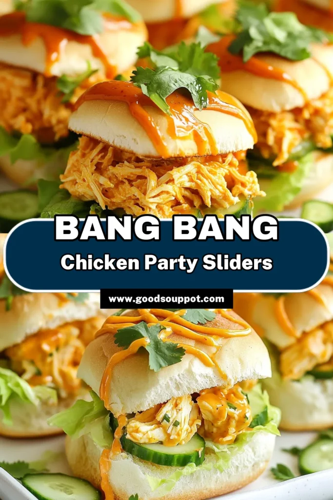 Savor the flavors of these irresistible Bang Bang Chicken Sliders! This easy chicken sliders recipe features tender shredded chicken coated in a homemade Bang Bang sauce made with Thai sweet chili sauce. Perfect for any occasion, these spicy chicken sliders are both quick to prepare and bursting with taste. Serve them at your next gathering and watch them disappear! Try this delicious Thai sweet chili sauce recipe today and make your meal unforgettable! #BangBangChickenSliders #EasyChickenSliders #SpicyChickenSlidersRecipe #HomemadeBangBangSauce