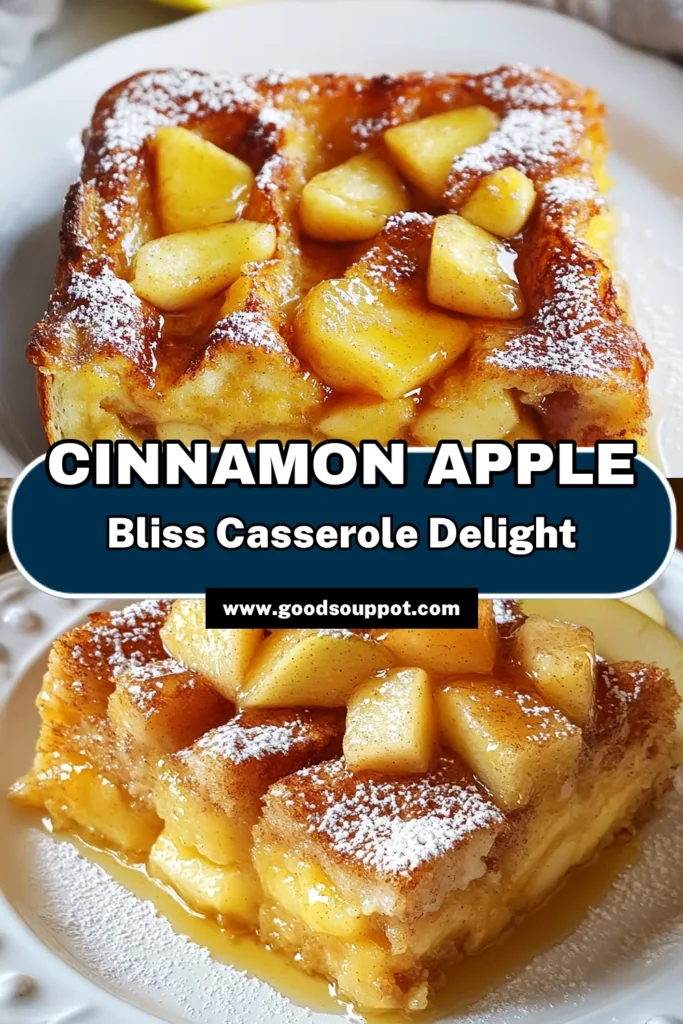 Indulge in a cozy breakfast with this Apple Cinnamon French Toast Casserole. Perfect for busy mornings, this Overnight French Toast Casserole combines tender brioche, fresh apples, and warm spices. Drizzle with maple syrup for a delightful Maple Syrup French Toast Recipe your family will love. Whether you call it Baked Apple French Toast or Easy French Toast Casserole, it’s sure to impress! Save this recipe for a delicious start to your day. #FrenchToast #BreakfastIdeas #RecipeInspo #AppleDesserts