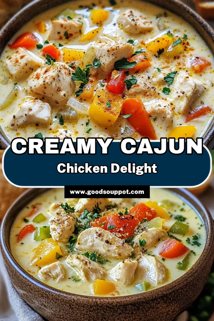 Warm up with this delicious Cajun chicken soup that's perfect for any occasion! This creamy chicken soup recipe blends savory spices and fresh veggies for a heartwarming meal in just 35 minutes. Made with tender chicken, hearty broth, and a touch of Cajun seasoning, this easy chicken soup is sure to satisfy. Save this recipe for a cozy night in! #CajunChickenSoup #CreamyChickenSoupRecipe #EasyChickenSoup #HeartwarmingChickenRecipes