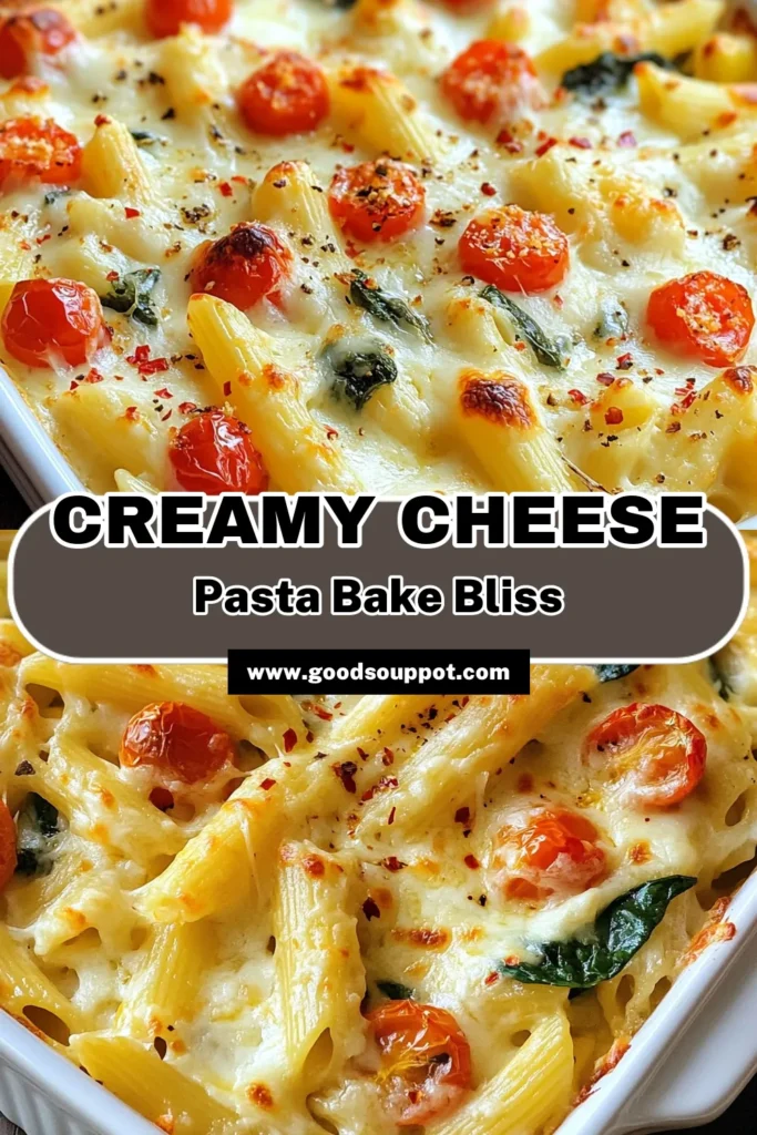Indulge in this Creamy Cheese Pasta Bake, a delightful cheesy penne pasta recipe that's perfect for any occasion! This baked pasta with cream cheese features vibrant spinach and juicy tomatoes for a burst of flavor. With an easy pasta bake recipe like this, you'll impress your family and friends. Ready to make this comforting dish? Save this recipe for a quick and delicious weeknight meal! #CreamyCheesePastaBake #CheesyPennePasta #EasyPastaBake #BakedPasta