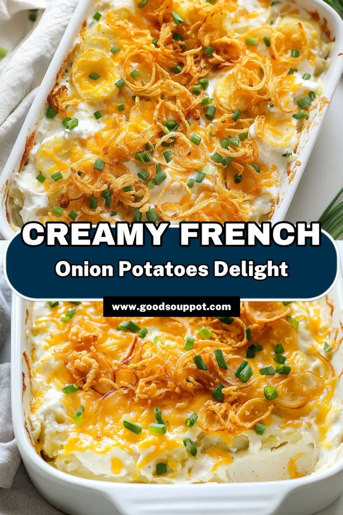 Indulge in the delightful comfort of French onion funeral potatoes, a creamy potato casserole that's perfect for gatherings or family dinners. This easy funeral potatoes recipe features thawed hash browns, rich French onion dip, and shredded cheddar for a cheesy potato side dish that everyone will love. Don't miss out on this delicious hash brown casserole recipe! Save this recipe for your next meal! #FrenchOnionFuneralPotatoes #PotatoCasserole #CheesySideDish #ComfortFood