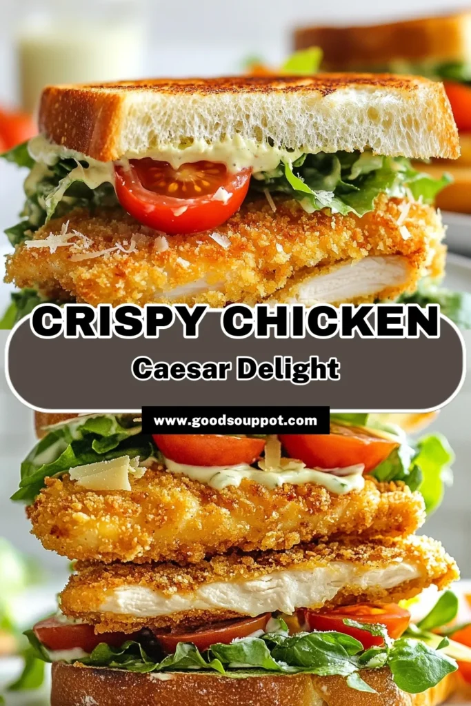 Indulge in this delicious Crispy Chicken Caesar Sandwich that's perfect for any meal! Featuring juicy buttermilk chicken, our panko breaded chicken recipe ensures an irresistible crunch. With homemade Caesar dressing and fresh ingredients, this easy chicken sandwich recipe will become a family favorite. Elevate your lunch game today by trying this tasty twist on a classic! Save this recipe for later! #CrispyChickenCaesarSandwich #ButtermilkChickenSandwich #PankoBreadedChicken #EasyChickenSandwichRecipe