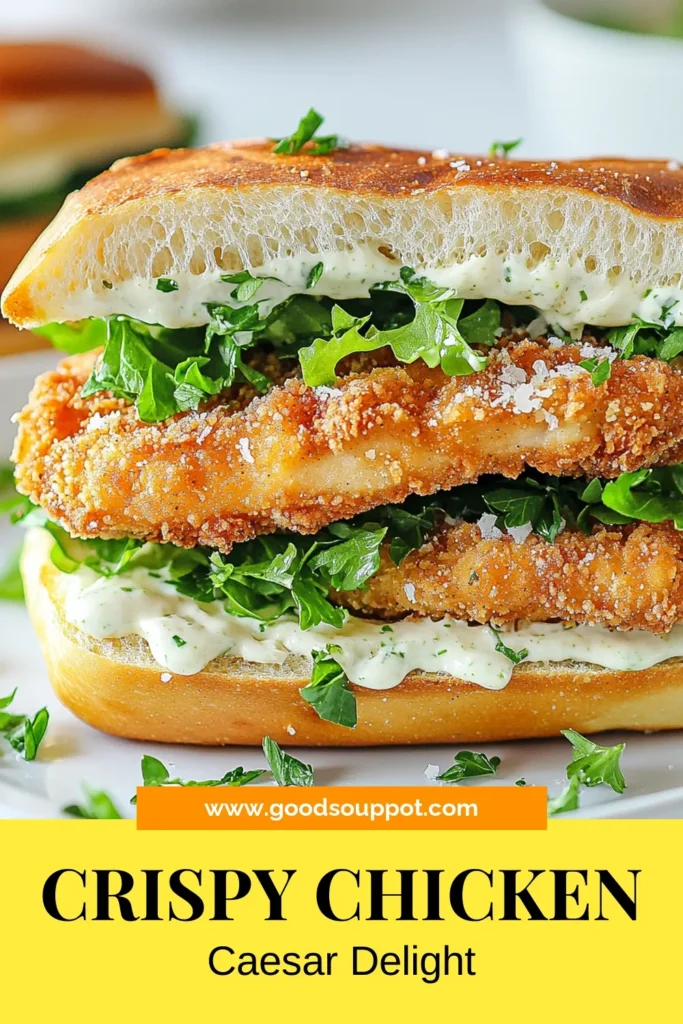 Indulge in a delightful Crispy Chicken Caesar Sandwich that combines juicy buttermilk chicken with a crunchy panko coating, making it an easy Caesar sandwich perfect for any meal. This delicious homemade Caesar dressing sandwich features fresh romaine and Parmesan cheese, all on crispy ciabatta. Perfect for a quick lunch or dinner! Try this easy recipe today and bring a taste of gourmet dining to your kitchen! #CrispyChickenCaesarSandwich #ButtermilkChickenSandwich #EasyCaesarSandwich #PankoChickenRecipe
