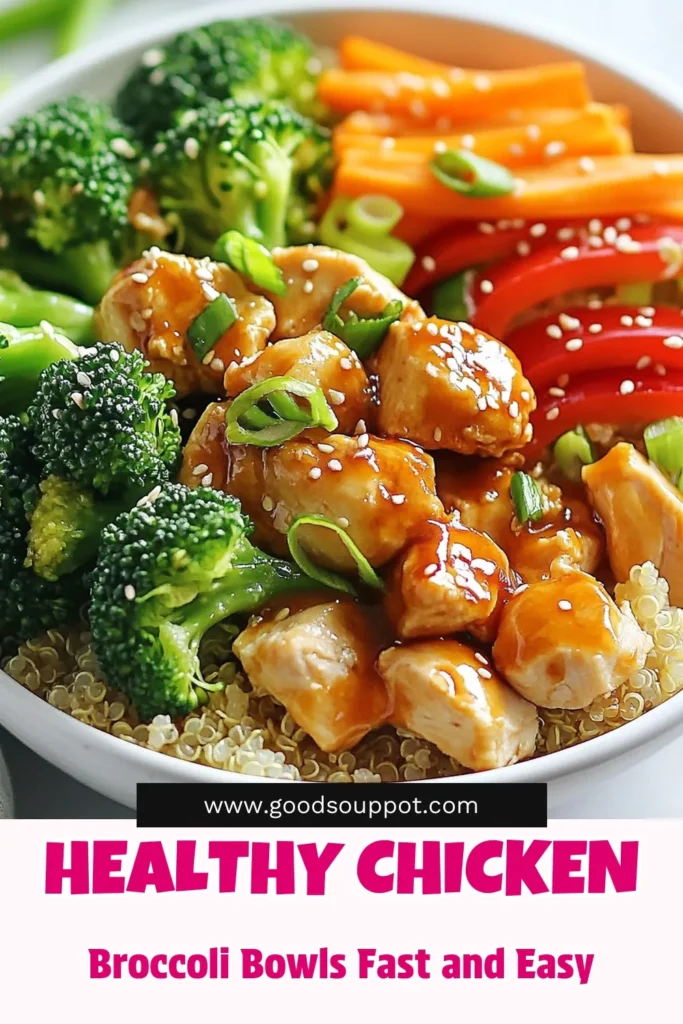 Discover the perfect meal with these Chicken Broccoli Quinoa Bowls! This healthy chicken recipe is ideal for quick weeknight meals and is a gluten-free chicken bowl recipe your family will love. Packed with flavor from sesame ginger chicken stir-fry, it's ready in just 35 minutes. Elevate your dinner routine and enjoy a nutritious bowl packed with chicken, broccoli, and quinoa. Save this recipe for later! #HealthyEating #QuickMeals #GlutenFree #EasyRecipes