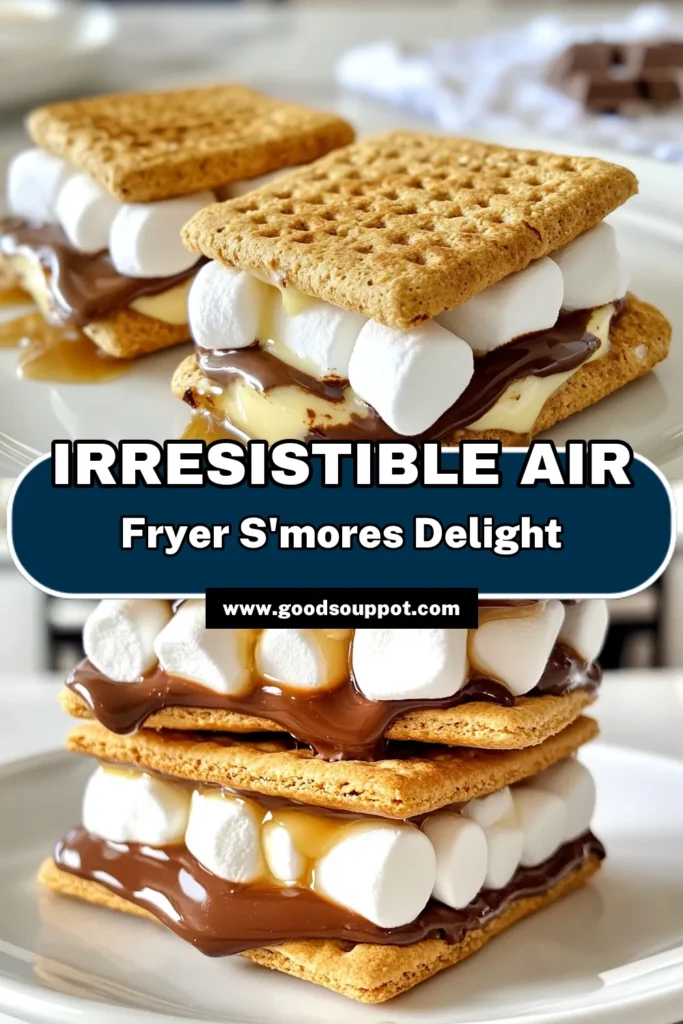 Indulge in this delicious and quick Air Fryer S'mores recipe! This easy s'mores recipe is perfect for satisfying your sweet tooth with minimal effort. In just 15 minutes, you can enjoy homemade s'mores in air fryer perfection. With gooey marshmallows and melted chocolate, it's one of the best air fryer dessert recipes out there. Try this quick s'mores dessert today! Save for later! #AirFryerS'mores #EasyS'moresRecipe #AirFryerDessertRecipes #QuickS'moresDessert