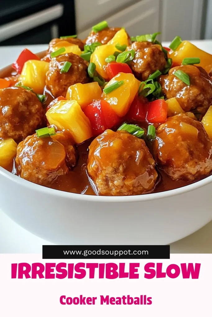 Savor the delicious flavors of Slow Cooker Sweet & Sour Meatballs with this easy recipe! Juicy meatballs are combined with sweet pineapple and crunchy bell peppers, all simmered to perfection in a tangy sauce. Perfect for a family dinner or meal prep, this dish is a must-try! Click through to discover the full recipe and impress everyone at your next gathering. #SlowCookerRecipes #MeatballRecipe #ComfortFood #EasyDinnerIdeas