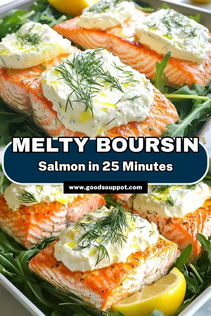 Discover the deliciously simple Baked Boursin salmon recipe that's perfect for an easy salmon dish. Elevate your weeknight dinners with succulent salmon fillets with cheese, topped with creamy Boursin and fresh dill. This baked salmon with dill not only looks impressive but is also a quick dinner recipe that takes just 25 minutes! Try it tonight for a meal that’s sure to please. Save this recipe now! #SalmonRecipes #EasyDinner #BoursinCheese #QuickMeals