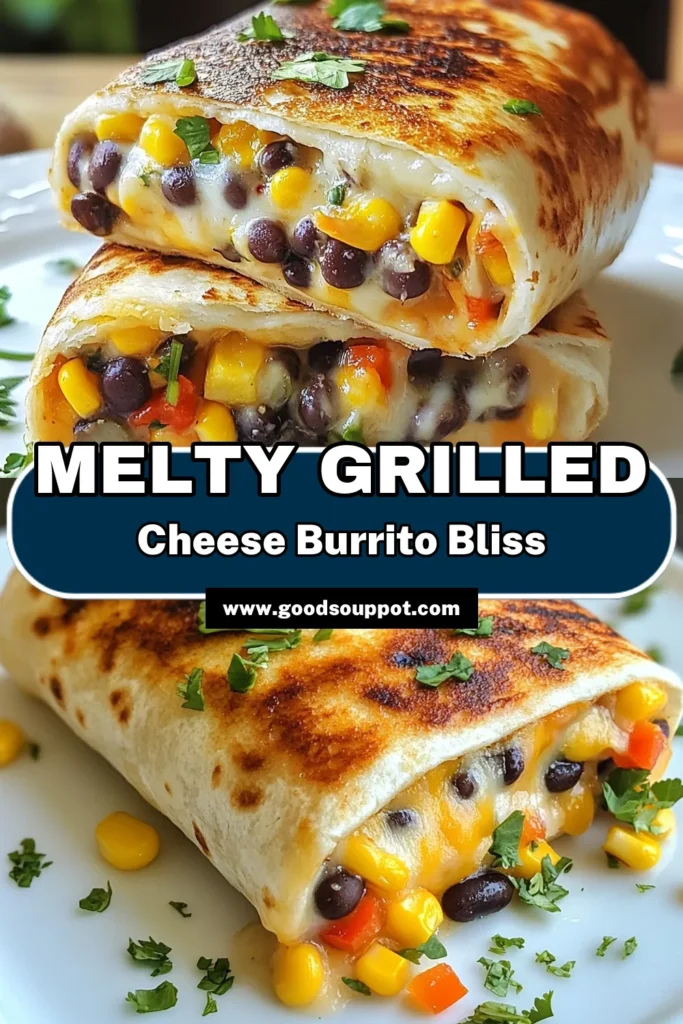 Looking for a delicious twist on your favorite comfort food? Try this easy grilled cheese burrito! Packed with cheesy goodness from cheddar and mozzarella, and filled with seasoned black beans, bell peppers, and corn, this cheesy burrito is a perfect vegetarian burrito recipe for any meal. Get ready to enjoy a flavorful black bean burrito that’s quick to make. Save and share this easy burrito recipe today! #GrilledCheeseBurrito #EasyBurritoRecipe #CheesyBurrito #VegetarianBurrito