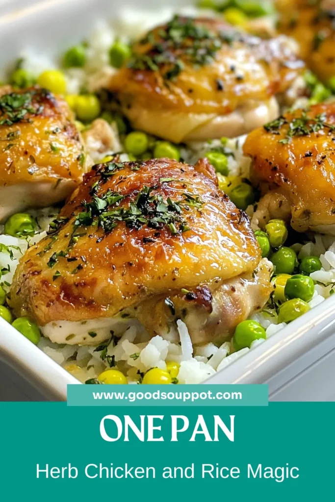 Try this delicious oven-baked chicken and rice recipe featuring tender oven-baked chicken thighs and flavorful herb chicken and rice. Using aromatic jasmine rice, this easy chicken dinner is perfect for hectic weekdays. It’s a mouthwatering one-pan chicken recipe the whole family will love. Save this recipe for your next meal and enjoy a hassle-free cooking experience! #OvenBakedChickenThighs #EasyChickenDinner #JasmineRiceRecipes #OnePanChickenRecipes