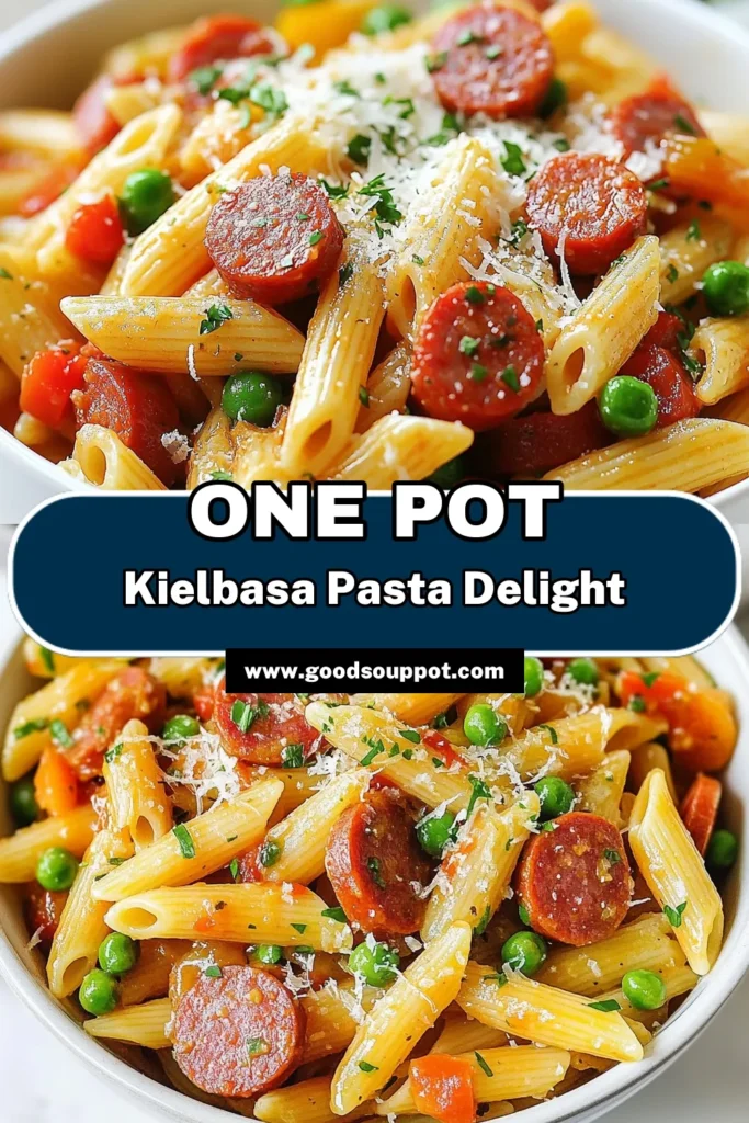 Looking for a quick weeknight meal that's full of flavor? Try this easy kielbasa dinner featuring a delicious kielbasa pasta recipe that combines penne pasta with sausage in one pot! This one pot kielbasa dish is quick to prepare and perfect for busy nights. Enjoy a hearty, satisfying meal in just 30 minutes! Don’t forget to save this one pot kielbasa pasta recipe for your next family dinner! #KielbasaPasta #OnePotMeal #EasyDinner #QuickRecipes