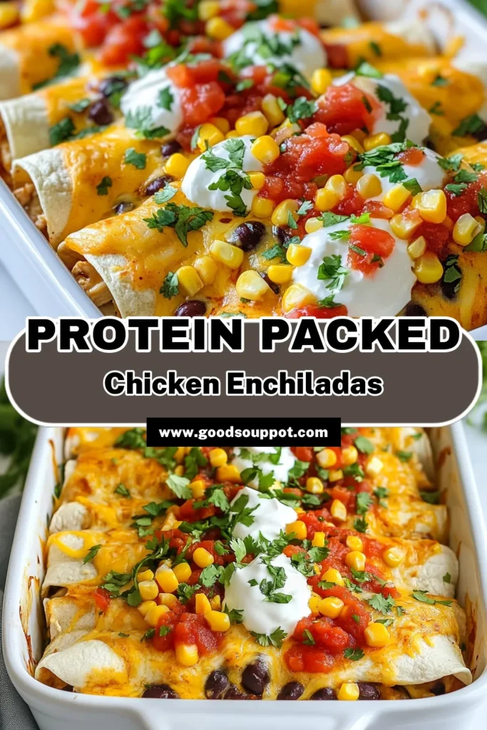 Looking for a delicious way to boost your protein? Try these high protein chicken enchiladas! This healthy chicken enchiladas recipe features low-fat ingredients like shredded chicken, cottage cheese, and whole wheat tortillas. Enjoy flavorful skillet chicken enchiladas packed with black beans and corn. Perfect for meal prep or a family dinner. Save this low-fat enchiladas recipe for your next cooking adventure! #HealthyRecipes #ChickenEnchiladas #MealPrepIdeas #ProteinPackedMeals