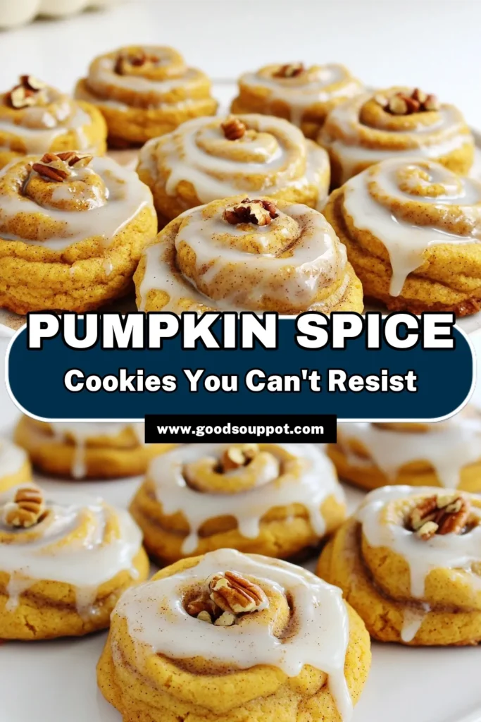 Indulge in the warm flavors of the season with these Pumpkin Spice Cinnamon Roll Cookies! Soft, gooey, and topped with a delicious cream cheese glaze, these cookies are the perfect treat for any fall gathering. With simple ingredients and easy steps, you'll have 24 mouthwatering cookies ready in no time. Click through for the full recipe and delight your taste buds today! #PumpkinSpice #FallBaking #CinnamonRollCookies #CookieRecipes