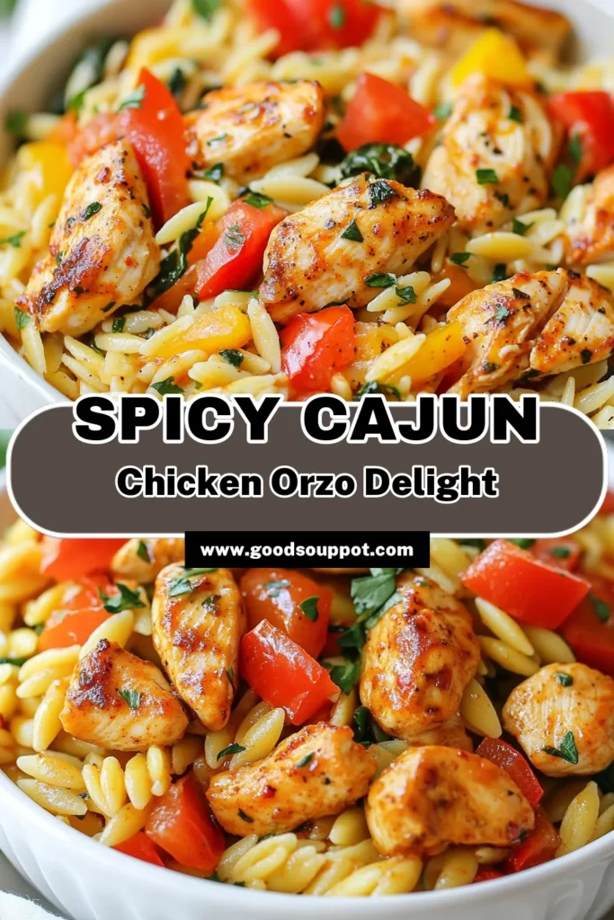 Savor the flavors of our Spicy Cajun Chicken Orzo, an easy chicken orzo recipe perfect for busy weeknights! This one-pot Cajun chicken dish combines juicy chicken breast, tender orzo pasta, and vibrant veggies all seasoned with zesty Cajun spices for a quick Cajun dinner recipe. Ready in just 30 minutes, it's a satisfying meal the whole family will love. Don't miss out—save this recipe now! #CajunChicken #EasyDinner #OnePotMeals #PastaDinner
