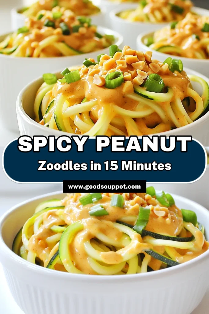Spice up your dinner with this delicious Fiery Peanut Zoodles recipe! Ready in just 15 minutes, this easy dish combines fresh zoodles with creamy peanut sauce, perfect for a quick weeknight meal. You’ll love the burst of flavors from the garlic, ginger, and sriracha! Check out the full recipe now and enjoy a delightful, healthy dinner that’s sure to impress. Click to explore these mouthwatering flavors! #HealthyRecipes #Zoodles #PeanutSauce #QuickMeals