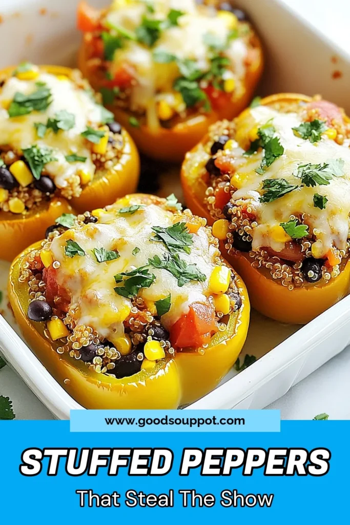 Looking for a delicious and healthy dinner? Try this easy stuffed peppers recipe featuring quinoa stuffed bell peppers! These vibrant vegetarian stuffed peppers are packed with nutritious ingredients like black beans and corn, making them both filling and flavorful. Baked stuffed peppers will become your new favorite meal! Click to save this recipe and enjoy a wholesome dish tonight. #StuffedPeppers #VegetarianRecipes #HealthyEating #QuinoaDishes