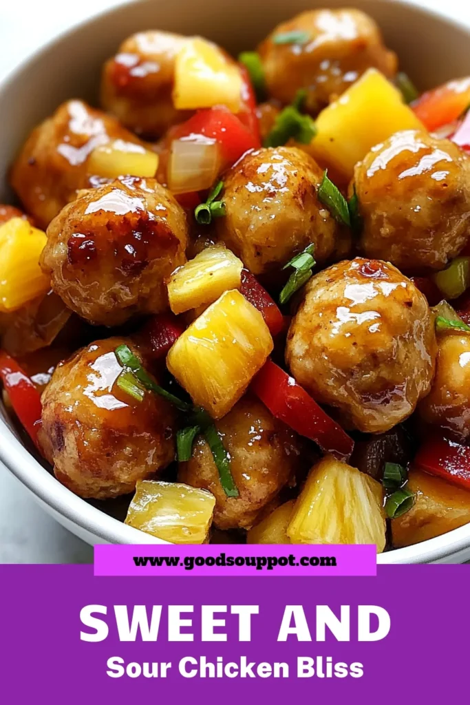 Discover the ultimate Chicken Meatballs Recipe with these Sweet and Sour Chicken Meatballs! This dish features tender baked chicken meatballs smothered in an Easy Sweet and Sour Sauce that's perfect for any occasion. Made with juicy pineapple and vibrant bell peppers, this recipe is both delicious and simple. Ready in just 45 minutes, it's a family favorite! Save this recipe and bring sweet and sour flavors to your table! #SweetandSourChicken #ChickenMeatballs #EasyRecipes #BakedChickenMeatballs