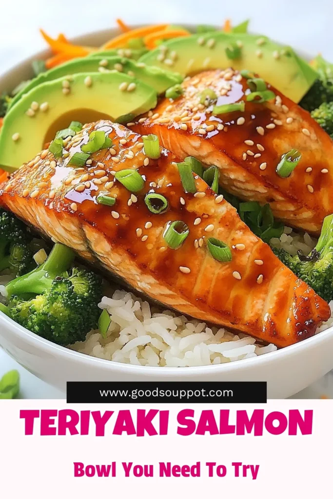 Looking for an easy salmon recipe that's perfect for meal prep? Try this delicious teriyaki salmon bowl! Packed with flavor, this healthy salmon meal prep utilizes jasmine rice for a satisfying base, complemented by steamed broccoli, shredded carrots, and creamy avocado. Ready in just 30 minutes, it's an ideal choice for quick weeknight dinners. Click to discover this simple recipe and start cooking today! #TeriyakiSalmonBowl #EasySalmonRecipes #HealthyMeals #QuickDinners