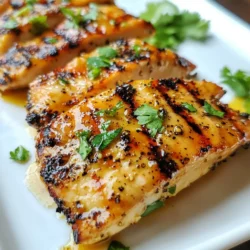 - 4 boneless chicken breasts - 1/2 cup honey - 2 tablespoons soy sauce - 1 tablespoon apple cider vinegar - 1 tablespoon crushed black pepper - 2 cloves garlic, minced - 1 teaspoon grated fresh ginger - Salt to taste - 2 tablespoons olive oil - 1 tablespoon chopped fresh cilantro (for garnish) To make honey pepper chicken, gather these simple ingredients. Start with four boneless chicken breasts. This cut cooks evenly and stays juicy. Next, you will need half a cup of honey. It adds sweetness and a nice glaze. Two tablespoons of soy sauce bring depth to the flavor. You also need one tablespoon of apple cider vinegar. This gives a nice tang to balance the sweetness. One tablespoon of crushed black pepper adds a kick. For aroma, use two cloves of minced garlic. One teaspoon of grated fresh ginger adds warmth. Don't forget salt; it enhances all the flavors. You will need two tablespoons of olive oil for cooking. Finally, one tablespoon of chopped fresh cilantro is for garnish. It adds color and a fresh taste. With these ingredients ready, you're set to create a dish that is both sweet and spicy, giving you a delightful meal. {{ingredient_image_1}} 1. First, make the marinade. In a medium bowl, whisk these ingredients together: - 1/2 cup honey - 2 tablespoons soy sauce - 1 tablespoon apple cider vinegar - 1 tablespoon crushed black pepper - 2 cloves garlic, minced - 1 teaspoon grated fresh ginger - A pinch of salt This mix brings sweet and spicy flavors to your chicken. 2. Next, take 4 boneless chicken breasts and place them in a large resealable bag. Pour the marinade over the chicken. Seal the bag tightly. Make sure the chicken is well coated. 3. Refrigerate the chicken for at least 30 minutes. You can leave it for up to 2 hours for more flavor. 1. Preheat your grill or skillet to medium-high heat. Add 2 tablespoons of olive oil to the skillet. This helps prevent sticking and adds flavor. 2. After marinating, take the chicken out of the bag. Let any extra marinade drip off. Place the chicken on the grill or skillet. 3. Cook the chicken for 5-7 minutes on each side. Use a meat thermometer to check for doneness. The internal temperature should reach 165°F (75°C). 1. During the last minute of cooking, brush some of the leftover marinade over the chicken. This step adds extra flavor. 2. Once cooked, remove the chicken from heat. Let it rest for a few minutes. This helps keep the chicken juicy. 3. Slice the chicken and arrange it on a serving platter. Drizzle any remaining sauce from the pan over the chicken. Finally, sprinkle with 1 tablespoon of chopped fresh cilantro for a pop of color and flavor. For this recipe, I suggest using boneless chicken breasts. They cook evenly and stay juicy. If you prefer bone-in chicken, it can work too. Just remember to cook it a bit longer. Bone-in chicken adds more flavor, but it takes more time to cook through. Marinating the chicken is key to great flavor. For best results, let it marinate for at least 30 minutes. If you have time, try to marinate it for up to 2 hours. This gives the flavors time to soak in. The honey, soy sauce, and spices will create a rich taste. Use a resealable bag or a shallow dish to make this easy. Both grilling and skillet cooking are good options for this dish. Grilling adds a nice smoky flavor. If you want nice grill marks, this is the way to go. On the other hand, cooking in a skillet can be quicker. It allows you to control the heat better. Plus, it’s easier to keep an eye on the chicken. No matter which method you choose, make sure to cook until the chicken reaches 165°F (75°C). Pro Tips Marinate for Maximum Flavor: The longer you marinate the chicken, the more flavorful it will be. Aim for at least 1 hour, but 2 hours is ideal if time allows. Use a Meat Thermometer: To ensure your chicken is perfectly cooked, use a meat thermometer. The internal temperature should reach 165°F (75°C). Rest the Chicken: Allow the chicken to rest for a few minutes after cooking. This helps the juices redistribute, keeping the chicken moist and tender. Customize the Heat: Adjust the amount of crushed black pepper to suit your spice tolerance. For a milder flavor, reduce the amount, or add a dash of cayenne for extra heat. {{image_2}} You can boost the heat of your honey pepper chicken easily. To do this, add more crushed black pepper. You can also include chili flakes for an extra kick. Start with a small amount to find your perfect balance. I suggest tasting the marinade before you use it. This way, you can adjust the spice to your liking. If you want to mix things up, try different proteins. Fish works well with this marinade. Salmon or shrimp can add a nice twist. Tofu is another great option for a vegetarian dish. Just make sure to press the tofu to remove excess water. This will help it soak up all those tasty flavors. Honey pepper chicken pairs well with many sides. Serve it over rice for a complete meal. You can also add steamed vegetables for a healthy touch. Salads can make a great side too. Try a fresh cucumber or a mixed greens salad. The key is to balance the sweet and spicy flavors with fresh, crisp sides. To store leftover honey pepper chicken, let it cool first. Place the chicken in an airtight container. This keeps it fresh and prevents smells. You can store it in the fridge for up to three days. Make sure to keep it away from strong-smelling foods, like fish or cheese. If you want to enhance the flavor, you can add a bit of the marinade on top before sealing. Freezing honey pepper chicken is easy. First, let the chicken cool completely. Wrap each piece in plastic wrap. Then, place them in a freezer bag or container. Make sure to squeeze out as much air as possible. Label the bag with the date and type of chicken. You can freeze it for up to three months. When you are ready to eat, thaw it in the fridge overnight. This keeps the chicken juicy. To reheat honey pepper chicken, use the oven or stovetop. For the oven, preheat to 350°F (175°C). Place the chicken in a baking dish and cover it with foil. Heat for about 15-20 minutes. If you prefer the stovetop, use a skillet. Add a splash of water or broth to keep it moist. Heat on low until warmed through. Avoid using the microwave, as it can make the chicken rubbery. Enjoy every bite! Honey pepper chicken is a sweet and spicy dish. It features tender chicken breasts marinated in honey, soy sauce, and black pepper. The taste is a mix of sweet honey with a kick from the pepper. Garlic and ginger add depth, making the chicken flavorful and aromatic. When cooked, it has a nice glaze that makes it look appealing. Each bite gives a perfect balance of sweet and heat, making it a crowd-pleaser. Yes, you can prepare the marinade ahead of time. Make it and store it in the fridge for up to two days. This way, you save time on cooking day. Just add the chicken to the marinade when you're ready. Letting the chicken soak longer can enhance the flavor. You can even double the marinade recipe for more meals later. This tactic makes meal prep easy and keeps your weeknight dinners quick. Honey pepper chicken pairs well with many sides. Here are some tasty options: - Steamed rice or jasmine rice - Grilled vegetables like zucchini and bell peppers - Fresh green salad with a light dressing - Mashed potatoes for a comforting touch - Quinoa for a healthy grain option These sides balance the flavors of the chicken and make a complete meal. You can mix and match based on your preferences for a fun dinner. You now have a complete guide for making honey pepper chicken. We covered the ingredients, marinating, and cooking steps. I shared tips on choosing chicken, perfecting your marinade, and variations to try. Plus, you learned how to store leftovers and reheat them. This dish is simple yet flavorful, perfect for any meal. Enjoy experimenting with the recipe and make it your own. Cooking should be fun and rewarding, and with this guide, you have the tools to succeed. Happy cooking!