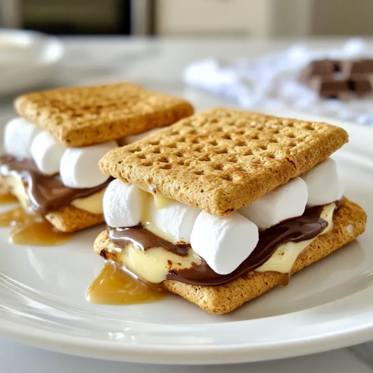 Here are the simple ingredients you need to make air fryer s’mores: - 1 cup mini marshmallows - 4 graham crackers, broken into halves - 1 cup milk chocolate chips - 1 tablespoon unsalted butter, melted - Optional: 1 teaspoon vanilla extract These ingredients create that ooey-gooey delight we all love. The mini marshmallows give a fluffy texture, while the chocolate melts beautifully. Graham crackers add that crunchy base we crave. You can even enhance the flavor with vanilla for a special touch. Each bite will remind you of campfires and fun times. {{ingredient_image_1}} First, we need to preheat the air fryer. Set it to 300°F (150°C) and let it warm up for about 5 minutes. This step helps cook the s’mores evenly. The preheating makes the air fryer ready for the marshmallows and chocolate. Next, let's assemble our s’mores. Take the graham crackers and break them into halves. In a small bowl, mix 1 tablespoon of melted butter with 1 teaspoon of vanilla extract if you want a little extra flavor. Brush this mixture on the broken sides of the graham crackers. This adds richness and helps the chocolate and marshmallows stick. Now, place half of the graham cracker pieces on a heat-safe plate. Sprinkle a generous amount of milk chocolate chips on each half. Don't hold back! Then, top each cracker with mini marshmallows, adjusting the number based on how much you love marshmallows. Now it’s time to cook! Place the plate in the air fryer basket and set the timer for 5 to 7 minutes. Keep an eye on them. You want the marshmallows to puff up and turn a nice golden color. When the time is up, carefully take the plate out using oven mitts. It will be hot! Next, put the remaining halves of the graham crackers on top of the melted marshmallows and chocolate to make sandwiches. Allow the s’mores to sit for a minute. This lets the chocolate melt even more. Then, enjoy your warm, gooey s’mores! For the best toastiness, aim for 5-7 minutes of cooking time. Keep an eye on the marshmallows. They should puff up and turn a lovely golden color. If they brown too fast, reduce the time by a minute or two. You want a nice balance of crispy outside and soft inside. Want to elevate your s’mores? Try using flavored chocolate. You can pick peanut butter, caramel, or mint chocolate. These add unique twists to the classic treat. You can also mix in a dash of cinnamon or sea salt for extra depth. Burnt marshmallows? If they catch fire, lower the cooking time next time. For chocolate that doesn’t melt, try breaking it into smaller pieces. This helps it heat through better. Always remember, each air fryer is a bit different, so adjust times for your machine. Pro Tips Evenly Distribute Chocolate Chips: Make sure to sprinkle the chocolate chips evenly on each graham cracker half to ensure every bite is perfectly indulgent. Watch Marshmallow Color: Keep an eye on the marshmallows as they cook; you want them to be golden and puffy, not burnt. This will take about 5-7 minutes. Cooling Time: Allow the s’mores to sit for a minute after cooking. This resting time helps the chocolate melt further and makes assembling easier. Experiment with Flavors: Feel free to add other ingredients like peanut butter or flavored chocolate to customize your s’mores to your liking! {{image_2}} You can change the type of chocolate in your s’mores. Try dark chocolate for a rich flavor. White chocolate adds a sweet twist. Flavored chocolates, like caramel or mint, bring new tastes to your treat. Each swap gives you a fun twist on the classic s’mores. If you need gluten-free options, look for gluten-free graham crackers. Many brands offer these tasty alternatives. They work just as well in the air fryer. You won’t miss the regular ones, and everyone can enjoy s’mores together. Want to get creative? Add some sliced bananas or strawberries for fruity s’mores. Chopped nuts, like walnuts or almonds, give a nice crunch. You can even sprinkle some sea salt on top for a salty-sweet treat. Mix and match to find your perfect flavor! To store any extra s’mores, let them cool first. Place them in an airtight container. You can stack them if you want, but separate layers with parchment paper. This way, they won't stick together. Keep the container in the fridge. They will stay fresh for up to three days. If you want to keep them longer, freeze them. Wrap each s’more in plastic wrap and place in a freezer bag. They can last up to two months in the freezer. To reheat s’mores in the air fryer, preheat it to 300°F (150°C). Place the s’mores in the air fryer basket. Heat them for about 3-4 minutes. Watch closely to avoid burning. The marshmallows should puff up, and the chocolate should melt again. Serve warm for the best taste. Yes, you can! If you want to skip chocolate, try peanut butter instead. Spread a thin layer on the graham crackers. You can also use Nutella for a sweet twist. Other options include caramel sauce or fruit spreads like raspberry. These will still give you that gooey, sweet treat. To avoid burnt marshmallows, keep an eye on the cooking time. Start by setting your air fryer for 5 minutes and check often. If you see the marshmallows puffing up, they’re close! You can also place the marshmallows further from the heating element. This helps them toast slowly and evenly. Absolutely! You can use different crackers for fun flavors. Try chocolate graham crackers for a richer taste. You can also use digestive biscuits for a crunchier texture. Rice cakes or even pretzels can add a salty touch. Experiment and find your favorite combination! You now know how to make delicious air fryer s’mores. We covered the right ingredients, easy steps, and helpful tips. You learned how to adjust flavors and store leftovers, too. Keep experimenting with new twists to this classic treat. Use different chocolates or add fun toppings. Enjoy making mouth-watering s’mores with your family and friends. Dive into this tasty project and have fun!