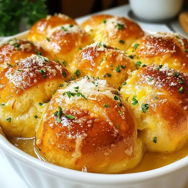 - 3 cups all-purpose flour - 2 tablespoons sugar - 1 packet (2¼ teaspoons) instant yeast - 1 teaspoon salt - 1 cup warm water (110°F to 115°F) - ¼ cup olive oil - 2 tablespoons fresh rosemary, finely chopped - 2 tablespoons fresh thyme, finely chopped - 1 teaspoon garlic powder - 1 teaspoon onion powder - ½ cup grated Parmesan cheese - ¼ cup unsalted butter, melted - Fresh parsley for garnish To make savory herb monkey bread, you need simple ingredients. The flour forms the base of the bread. Sugar helps the yeast rise. Instant yeast makes the dough fluffy. Salt adds flavor. Warm water activates the yeast. Olive oil keeps the bread moist and adds a nice flavor. Fresh herbs, like rosemary and thyme, give the bread its unique taste. Garlic and onion powders add depth. Parmesan cheese brings a rich, salty flavor. Finally, melted butter coats the dough balls and makes them golden. This list of ingredients is easy to find. You can get them all at your local store. Use fresh herbs for the best taste. Enjoy the fun of making this delicious bread! {{ingredient_image_1}} - In a large mixing bowl, combine 3 cups of all-purpose flour, 2 tablespoons of sugar, 1 packet of instant yeast, and 1 teaspoon of salt. Mix well until blended. - In another bowl, mix 1 cup of warm water (110°F to 115°F) with ¼ cup of olive oil. Pour this mixture into the dry ingredients. - Stir in 2 tablespoons of finely chopped rosemary, 2 tablespoons of finely chopped thyme, 1 teaspoon of garlic powder, and 1 teaspoon of onion powder. Combine until a shaggy dough forms. - Knead the dough on a lightly floured surface for about 5-7 minutes until it becomes smooth and elastic. This step is key for a fluffy texture. - Place the dough in a greased bowl and cover it with a clean towel. Let it rise in a warm place for about 1 hour or until it has doubled in size. - Once the dough has risen, punch it down gently. Pinch off small pieces of dough, about the size of a walnut. - Roll each piece into a ball. Dip each ball in melted butter, then roll it in ½ cup of grated Parmesan cheese. This adds a great flavor. - Layer the dough balls in a greased bundt pan, arranging them randomly and leaving some space for them to expand. - Let the assembled monkey bread rise for about 30 minutes. Preheat your oven to 350°F (175°C) while it rises. - Bake in the preheated oven for 30-35 minutes until golden brown. Allow the bread to cool in the pan for about 10 minutes, then invert it onto a serving plate. - Garnish with fresh parsley before serving. Enjoy the warm, flavorful bread. To knead dough well, use your palms. Press down and fold the dough. Keep working it for 5-7 minutes until it feels smooth. If the dough is sticky, sprinkle a bit of flour on your hands. This helps you manage it without adding too much flour overall. For yeast bread to rise well, find a warm spot in your home. Cover the bowl with a clean towel to keep it cozy. Ideal temperatures are between 75°F and 85°F. This helps the yeast grow and makes your bread fluffy. If your dough is sticky, try oiling your hands. This prevents it from sticking to your fingers. You can also use a bench scraper to lift and fold the dough. This keeps your workspace clean and makes handling easier. To serve monkey bread attractively, take it straight from the pan. Place it on a large plate and let the bread shine. You can sprinkle fresh parsley on top for a pop of color. Melted butter on the side is a must. It adds richness and flavor. You can even mix garlic or herbs into the butter for an extra kick. One common mistake is over-proofing the dough. If you let it rise too long, it can lose its strength. Keep an eye on it; once it's doubled, it's ready. Another mistake is incorrect oven temperatures. Always preheat your oven to 350°F (175°C). If it's too hot, your bread can burn on the outside and stay raw inside. Use an oven thermometer to check accuracy. Pro Tips Perfect Dough Texture: The dough should be soft and slightly tacky but not overly sticky. Adjust flour or water as needed during the kneading process. Herb Variations: Feel free to mix and match herbs based on your preference. Basil, oregano, or chives can add unique flavors. Storage Tips: Store leftover monkey bread in an airtight container at room temperature for up to 2 days. Reheat in the oven for best results. Serving Suggestions: Serve with a side of marinara sauce or garlic butter for an extra flavor boost! {{image_2}} You can change the flavor of your monkey bread by using different herbs. Try basil or oregano for a fresh twist. Both herbs add a nice aroma and taste. Mixing herbs can give you a unique flavor profile. Cheese is another great way to mix things up. Instead of Parmesan, use cheddar for a sharper taste. Feta can add a tangy, creamy texture that pairs well with herbs. Experiment with your favorite combinations to find what you like best. Want to make your monkey bread heartier? Add cooked bacon or ham. This adds a savory kick that many people enjoy. Just chop the meat into small pieces and mix it with the dough. You can also add sun-dried tomatoes for a burst of flavor. Their sweetness contrasts nicely with the herbs. Olives can add a briny taste that elevates your dish. If you need gluten-free options, you can substitute regular flour. Use a gluten-free mix that works well in baking. Just ensure it contains xanthan gum to help the bread rise. For vegan options, swap out butter for a plant-based version. You can also use vegan cheese instead of dairy cheese. Both changes keep the dish delicious while meeting dietary needs. These adjustments let everyone enjoy this tasty treat. To keep your savory herb monkey bread fresh, store it properly. Let it cool completely first. Then, place it in an airtight container. You can refrigerate it for up to three days. For longer storage, freeze the bread. Wrap it tightly in plastic wrap, then in foil. It can last up to three months in the freezer. Use glass or plastic containers with a secure lid. A resealable freezer bag also works well for frozen bread. If you prefer, you can also use a bread box for short-term storage. Just make sure it’s cool and dry before storing. To reheat your monkey bread, preheat your oven to 350°F (175°C). Place the bread in a baking dish. Cover it with aluminum foil to keep it moist. Heat for about 10-15 minutes. This method helps to restore its soft texture. If you have stale monkey bread, try refreshing it. Brush it lightly with melted butter or olive oil. You can also microwave it for about 10-15 seconds. This adds some moisture back into the bread. It’s a great way to enjoy leftovers again! What can I substitute for fresh herbs? You can use dried herbs. Use one-third of the amount. For example, if the recipe calls for two tablespoons of fresh herbs, use about one tablespoon of dried herbs. Can I make this recipe in advance? Yes, you can make the dough a day ahead. Just store it in the fridge after kneading. Allow it to come to room temperature before shaping. How do I know when my monkey bread is done baking? Check the color first. It should be golden brown. You can also tap the bread; it should sound hollow. Why is my dough not rising? The yeast might be old or inactive. Ensure your water is warm, not hot. Yeast needs warmth to thrive. What to do if the bread is too dense? This can happen if you do not knead enough. Kneading helps develop gluten, making the bread rise. If it’s too dense, try adding a bit more warm water next time. How to incorporate different flavors? Try adding spices like paprika or cumin. You can also mix in cheese like cheddar or feta. This adds a new twist to your monkey bread. Can I use pre-made dough for this recipe? Yes, pre-made dough works well. Use it just like you would with homemade dough. Simply shape, coat, and bake. This saves time and still tastes great! This post covered how to make delicious monkey bread with fresh herbs and cheese. I shared easy steps for preparation, dough handling, and baking. You learned tips to perfect your bread and avoid common mistakes. Experimenting with flavors is part of the fun. Whether you prefer savory herbs or added spices, each variation can bring a new taste. Enjoy the baking journey, and remember, practice makes perfect!