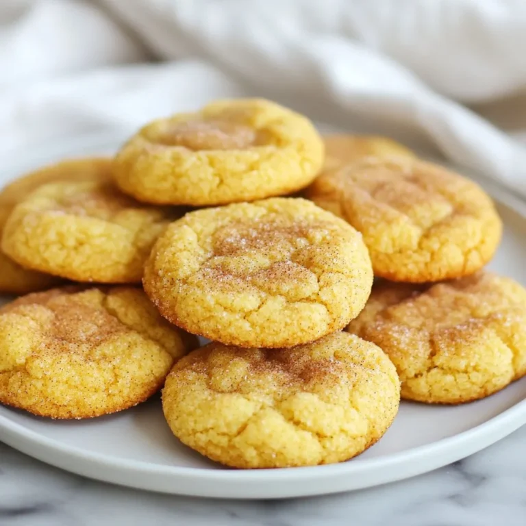 To make delicious brown butter snickerdoodles, gather these key ingredients: - 1 cup unsalted butter, browned - 1 ½ cups granulated sugar - 2 large eggs - 1 teaspoon vanilla extract - 3 cups all-purpose flour - 1 teaspoon cream of tartar - ½ teaspoon baking soda - ½ teaspoon salt - ¼ cup granulated sugar (for rolling) - 2 teaspoons ground cinnamon (for rolling) These ingredients come together to create soft and chewy cookies. The browned butter adds a rich, nutty flavor that takes these treats to the next level. Each element plays a role in creating the perfect texture and taste. For example, the cream of tartar helps the cookies rise and gives them that classic snickerdoodle tang. As you prepare, make sure your butter is unsalted. This allows you to control the saltiness of the cookies. Fresh eggs are key to achieving the right texture. Use high-quality vanilla extract for the best flavor. Gather everything before you start. This will make the process smooth and enjoyable. With these ingredients ready, you're on your way to baking a batch of delightful brown butter snickerdoodles! {{ingredient_image_1}} - Melting the butter: Start by taking 1 cup of unsalted butter. Place it in a medium saucepan over medium heat. Stir it gently as it melts. - Achieving the right color and aroma: Keep cooking the butter until it foams. Look for a light brown color and a nutty smell. This should take about 5 to 7 minutes. Remove it from heat and let it cool a bit. - Combining brown butter and sugar: In a large bowl, pour in the brown butter. Add 1 ½ cups of granulated sugar. Mix these two until they become creamy. - Incorporating eggs and vanilla: Now, add 2 large eggs, one at a time. Then, pour in 1 teaspoon of vanilla extract. Mix well until everything blends together smoothly. - Whisking together the dry components: In another bowl, take 3 cups of all-purpose flour. Add 1 teaspoon of cream of tartar, ½ teaspoon of baking soda, and ½ teaspoon of salt. Whisk until all the dry ingredients are mixed well. - Mixing wet and dry ingredients: Gradually add the dry mixture to the wet mix. Stir until there are no more flour streaks. - Chilling the dough: Cover the dough with plastic wrap. Place it in the fridge for at least 30 minutes. This step helps the dough firm up. - Preheating the oven: While the dough chills, preheat your oven to 350°F (175°C). Line your baking sheets with parchment paper. - Baking time and checking doneness: Scoop tablespoon-sized portions of the chilled dough. Shape them into balls and place them on the sheets, spaced 2 inches apart. Bake for 10 to 12 minutes. The edges should be golden, but the centers should remain soft. Browning the butter is key. It adds a rich, nutty taste. To brown butter, melt it in a medium saucepan over medium heat. Keep an eye on it as it foams and starts to turn light brown. This process takes about 5-7 minutes. The smell will be amazing! For the dough's texture, aim for a soft yet firm consistency. After mixing wet and dry ingredients, cover the dough with plastic wrap. Chilling it for at least 30 minutes helps. This step makes it easier to roll into balls. Serving your snickerdoodles on a pretty plate makes them shine. You can dust them with extra cinnamon-sugar for a lovely touch. It adds flavor and looks beautiful. Pair these cookies with a glass of cold milk. It complements the warm spices perfectly. Enjoy the sweet and soft bites! Pro Tips Browning Butter: Be vigilant while browning butter. It can quickly turn from perfect to burnt. Look for a golden brown color and a nutty aroma. Chilling the Dough: Don't skip the chilling step! This helps the cookies maintain their shape and enhances the flavors, resulting in chewier cookies. Rolling Technique: Ensure each dough ball is evenly coated in the cinnamon-sugar mixture for a balanced flavor in every bite. Storage Tips: Store the cooled cookies in an airtight container at room temperature for up to a week to keep them soft and fresh. {{image_2}} You can easily change the taste of your snickerdoodles! Here are some fun ideas: - Adding nuts or chocolate chips: Toss in some chopped walnuts or pecans for a crunch. You can also add chocolate chips for a rich twist. Both add flavor and texture, making each bite even better. - Experimenting with spices: Try adding nutmeg or cardamom for a unique twist. These spices pair well with cinnamon and add warmth to your cookies. You can even mix spices to create a custom blend. If you have dietary needs, don’t worry! You can still enjoy these cookies. Here are some options: - Gluten-free options: Swap the all-purpose flour for a gluten-free blend. Make sure it contains xanthan gum for the best texture. This way, everyone can join in on the cookie fun! - Vegan substitutions: Replace the eggs with flaxseed meal or applesauce. Use vegan butter instead of regular butter. These simple swaps keep the cookies delicious while fitting vegan diets. Feel free to mix and match these ideas! You can create your own perfect version of brown butter snickerdoodles. To keep your Brown Butter Snickerdoodles fresh, store them in an airtight container. This helps keep moisture in and prevents them from getting stale. You can leave them at room temperature for up to five days. Just remember to separate layers with parchment paper to avoid sticking. If you want them warm, pop them in the microwave for a few seconds before enjoying. Freezing your cookies or dough is a smart choice for longer storage. To freeze baked cookies, let them cool completely. Place them in a single layer on a baking sheet and freeze for an hour. Then, transfer them to a freezer bag. This method prevents them from sticking together. They can last up to three months in the freezer. If you want to freeze the dough, scoop it into balls and freeze them the same way. Once frozen, place the dough balls in a freezer bag. When you're ready to bake, you can bake them straight from the freezer. Just add a couple of extra minutes to the baking time. This way, you can enjoy fresh cookies anytime! Brown butter is regular butter that has been cooked until it turns brown. You make it by melting unsalted butter in a pan over medium heat. Stir it often as it heats. Watch for it to foam and then change color. After about 5-7 minutes, it will smell nutty and be ready. This process adds a rich flavor to your cookies. Yes, you can swap some ingredients. Instead of unsalted butter, you can use salted butter. Just reduce the salt in the recipe. For sugar, brown sugar can work well. It adds a deeper flavor. You can also use gluten-free flour if needed. Just ensure the amount stays the same. To keep cookies from spreading, chill the dough before baking. This helps them hold their shape. Also, don't overmix the dough after adding the dry ingredients. Make sure to scoop and roll the dough into balls quickly. If the dough gets too warm, it may spread more in the oven. Reheating cookies can bring back their soft texture. Place them in the microwave for about 10-15 seconds. You can also put them in a 300°F oven for about 5 minutes. This warms them up without making them hard. Enjoy them fresh and warm, just like when they were baked! We discussed all the key steps to make delicious cookies. You learned about essential ingredients and how to prepare brown butter. We explored mixing methods and baking tips for great texture. Don't forget the fun variations you can try, like adding nuts or going gluten-free. Baking cookies can be rewarding. Experiment and adjust the recipe to fit your taste. Enjoy the process and the tasty results!