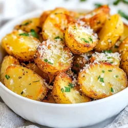 To make Garlic Parmesan Air Fryer Potatoes, you need a few key ingredients that bring flavor and texture. Here’s what to gather: - 2 lbs baby potatoes, halved - 4 cloves garlic, minced - 3 tablespoons olive oil - 1 teaspoon Italian seasoning - 1/2 teaspoon paprika - 1/4 teaspoon black pepper - 1/4 teaspoon sea salt - 1/2 cup grated Parmesan cheese - Fresh parsley, chopped (for garnish) These ingredients work together to create a crispy, savory dish. Baby potatoes give the right size and texture. Garlic adds a strong flavor, while the olive oil helps with crispness. The Italian seasoning and paprika bring warmth and depth. Finally, the Parmesan cheese adds a rich, cheesy layer that melts perfectly. Gather these items before you start cooking. You will love how they come together in the air fryer! {{ingredient_image_1}} 1. Preheat the air fryer: Start by setting your air fryer to 400°F (200°C). Preheat it for about 5 minutes. This step helps the potatoes cook evenly and get crispy. 2. Mixing ingredients and seasoning potatoes: In a large bowl, combine 2 pounds of halved baby potatoes and 4 cloves of minced garlic. Add 3 tablespoons of olive oil, 1 teaspoon of Italian seasoning, 1/2 teaspoon of paprika, 1/4 teaspoon of black pepper, and 1/4 teaspoon of sea salt. Toss everything well so the potatoes are fully coated with the mixture. 3. Air frying process and timing: Add half a cup of grated Parmesan cheese to the bowl and toss again. Next, place the seasoned potatoes in the air fryer basket in a single layer. If you have many potatoes, you may need to do this in batches. Air fry at 400°F (200°C) for 15 to 20 minutes. Shake the basket halfway through to ensure even cooking. When done, the potatoes should look golden brown and crispy. Transfer them to a serving bowl and sprinkle the rest of the Parmesan cheese on top while they're hot. Finish by garnishing with freshly chopped parsley. How to achieve a crispy texture To get that perfect crisp, start by using the right potatoes. Baby potatoes work great here. Make sure you cut them in half to help them cook evenly. Coat them well with olive oil and seasonings. This helps create a crunchy outside. Recommended air fryer temperatures and times Set your air fryer to 400°F (200°C). This high heat cooks the potatoes fast. Air fry for 15-20 minutes. Check them halfway through for doneness. The potatoes should be golden brown and crispy when finished. Importance of shaking the basket Shaking the basket is key! It helps the potatoes cook evenly. Do this halfway through the cooking time. It allows hot air to reach all sides of the potatoes. This simple step makes a big difference in getting that crispy texture you want. Pro Tips Choose the Right Potatoes: Opt for baby potatoes for a tender interior and crispy exterior, but you can also use Yukon Gold or red potatoes if preferred. Don’t Overcrowd the Basket: Cooking in batches allows for better airflow, ensuring all potatoes become evenly crispy. Experiment with Seasonings: Feel free to customize the spices and herbs according to your taste; rosemary and thyme are excellent additions! Serve Immediately: For the best texture, serve the potatoes right after cooking while they are hot and crispy. {{image_2}} You can change the taste of Garlic Parmesan Air Fryer Potatoes by swapping some ingredients. Here are a few fun ideas. - Alternative cheeses: Instead of Parmesan, try using cheddar or mozzarella. Both add a nice melt and flavor. You can even mix them for a cheesy blend. - Different seasonings to try: Explore other spices like Cajun seasoning or smoked paprika. You can also add herbs like rosemary or thyme for a fresh taste. Each adds its own twist that brightens the dish. - Adding vegetables: Feel free to toss in some veggies with the potatoes. Bell peppers, zucchini, or even carrots work great. They roast well in the air fryer and add color to your plate. These variations let you play with flavors, making the dish your own. Enjoy experimenting! You can keep leftover Garlic Parmesan Air Fryer Potatoes in the fridge. Place them in an airtight container. They stay fresh for up to three days. Make sure they cool down before sealing the container. This helps prevent moisture buildup, which can make them soggy. For reheating, the air fryer works best. Preheat your air fryer to 350°F (175°C). Place the potatoes in the basket in a single layer. Heat them for about 5-7 minutes. This keeps them crispy and delicious. You can also use a microwave, but they may lose their crunch. If you use a microwave, heat on medium power for 1-2 minutes. Check to see if they are warm enough. Enjoy your tasty leftovers just like the first time! Can I use larger potatoes instead of baby potatoes? Yes, you can use larger potatoes. Just cut them into smaller pieces. The size should be similar to baby potatoes. This helps them cook evenly and get crispy. How do I make these potatoes without an air fryer? You can roast them in a regular oven. Preheat your oven to 425°F (220°C). Spread the seasoned potatoes on a baking sheet. Bake for 25-30 minutes, turning halfway. How to make them spicy? To add some heat, mix in red pepper flakes or cayenne pepper. You can also try hot sauce for a unique twist. Adjust the amount to your taste. This blog post covered how to make tasty baby potatoes in an air fryer. We discussed the key ingredients like garlic, olive oil, and Parmesan cheese. I walked you through each step, from preheating the air fryer to mixing and cooking. To ensure perfect potatoes, I shared tips for a crispy texture and different flavor variations. Lastly, I offered advice on storing leftovers and answered common questions. Enjoy experimenting with this simple recipe! Your air-fried potatoes will impress everyone.