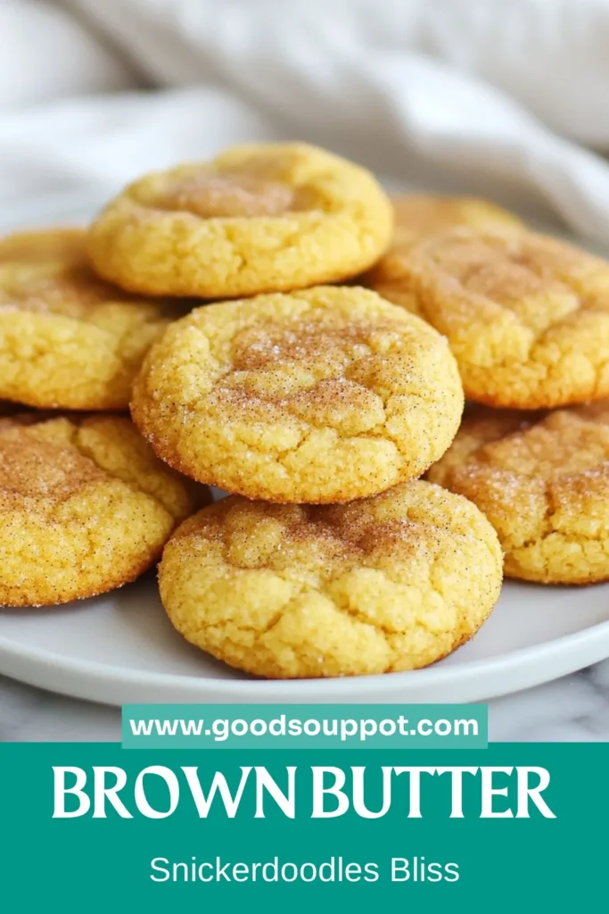 Get ready to indulge in these delicious brown butter snickerdoodles! This homemade snickerdoodle recipe combines the nuttiness of brown butter with a cinnamon-sugar coating for a soft, chewy treat. Perfect for cookie lovers, these easy cookie recipes will have everyone asking for seconds. Bake a batch today and enjoy the warm, comforting flavors of cinnamon sugar cookies. Save this recipe for your next baking adventure! #BrownButterSnickerdoodles #SnickerdoodleRecipe #Cookies #BakingJoy