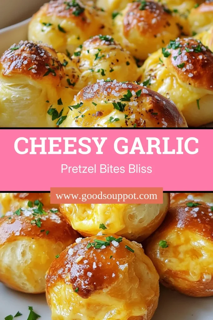 Craving a delicious snack? Try these cheesy garlic pretzel bites! This easy pretzel bites recipe combines soft pretzel dough with garlic and cheddar for the ultimate homemade pretzel bites. Perfect for parties or a cozy night in, these garlic cheese snacks are a crowd-pleaser. Follow our simple recipe to whip up a batch today! Save this recipe for your next get-together! #SoftPretzelRecipe #CheesyGarlicPretzelBites #EasyPretzelBites #GarlicCheeseSnacks