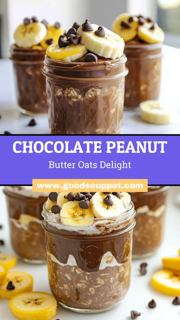 Indulge in a delicious start to your day with Chocolate Peanut Butter Overnight Oats! This healthy overnight oats recipe combines rolled oats, creamy peanut butter, and rich cocoa for a decadent breakfast that’s both nutritious and easy to prepare. Simply mix, refrigerate, and enjoy a delightful meal in the morning. Perfect for busy mornings! Try this easy breakfast recipe today and give your mornings a delicious boost. #OvernightOats #HealthyRecipes #BreakfastIdeas #OatmealRecipes