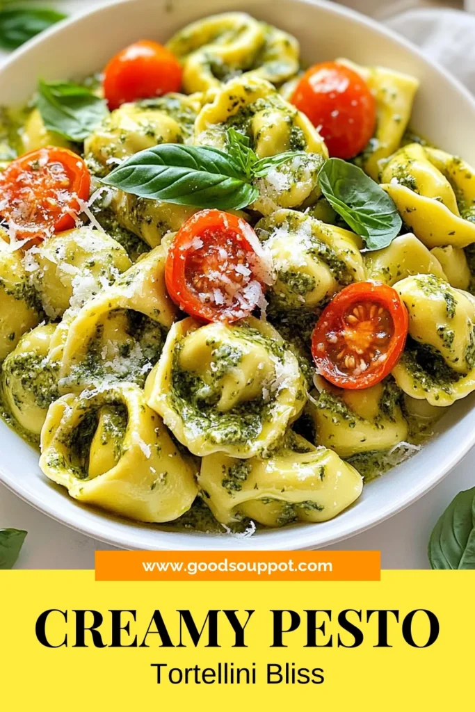 Indulge in this creamy pesto tortellini recipe for a delightful and easy tortellini dinner! Perfectly blended homemade pesto pasta combines with cheesy tortellini for a quick creamy pasta dish everyone will love. Ready in just 25 minutes, this cheesy tortellini meal is ideal for busy weeknights. Don't miss out—try this delicious recipe and make mealtime memorable! Save this for later! #CreamyPesto #Tortellini #PastaRecipes #EasyDinnerIdeas
