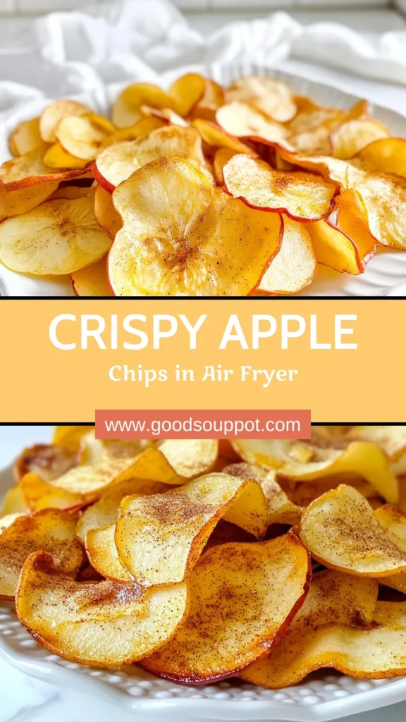 Looking for a delicious and healthy snack? Try these air fryer apple chips! This crispy apple chips recipe is perfect for satisfying your sweet cravings while keeping it healthy. Made with just 3 simple ingredients, homemade apple chips are easy to prepare and packed with flavor. Enjoy these healthy apple snacks anytime, and discover the joy of air fryer snacks! Save this recipe for your next snack attack! #AirFryerAppleChips #CrispyAppleChips #HealthySnacks #HomemadeAppleChips