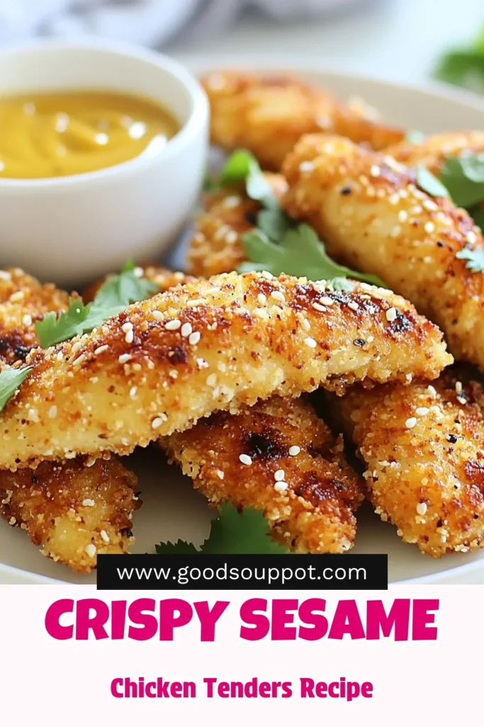 Looking for a delicious and easy chicken tender recipe? Try these crispy sesame chicken tenders! Made with panko for extra crunch and packed with flavor, this homemade chicken tenders recipe is perfect for family dinners or parties. The sesame seeds add a unique twist that's sure to impress. Don't miss out; save this crispy sesame chicken tender recipe now! #HealthyEating #ChickenTenders #RecipeIdeas #Foodie