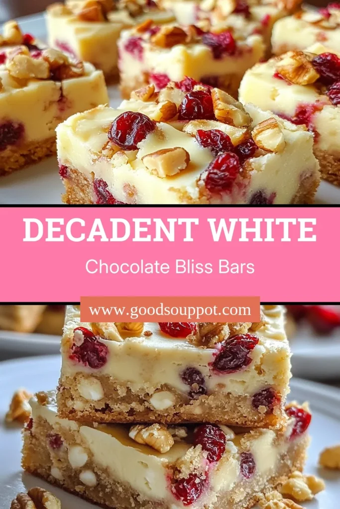 Indulge in these easy and delicious white chocolate cranberry blondies, a perfect decadent dessert bar for any occasion. This simple blondie recipe combines creamy white chocolate chips and tart cranberries for a delightful treat, with the option to add nuts for extra crunch. Bake up a batch today and enjoy the rich flavors! Save this recipe for your next sweet craving! #Blondies #WhiteChocolateRecipes #Desserts #BakingTips