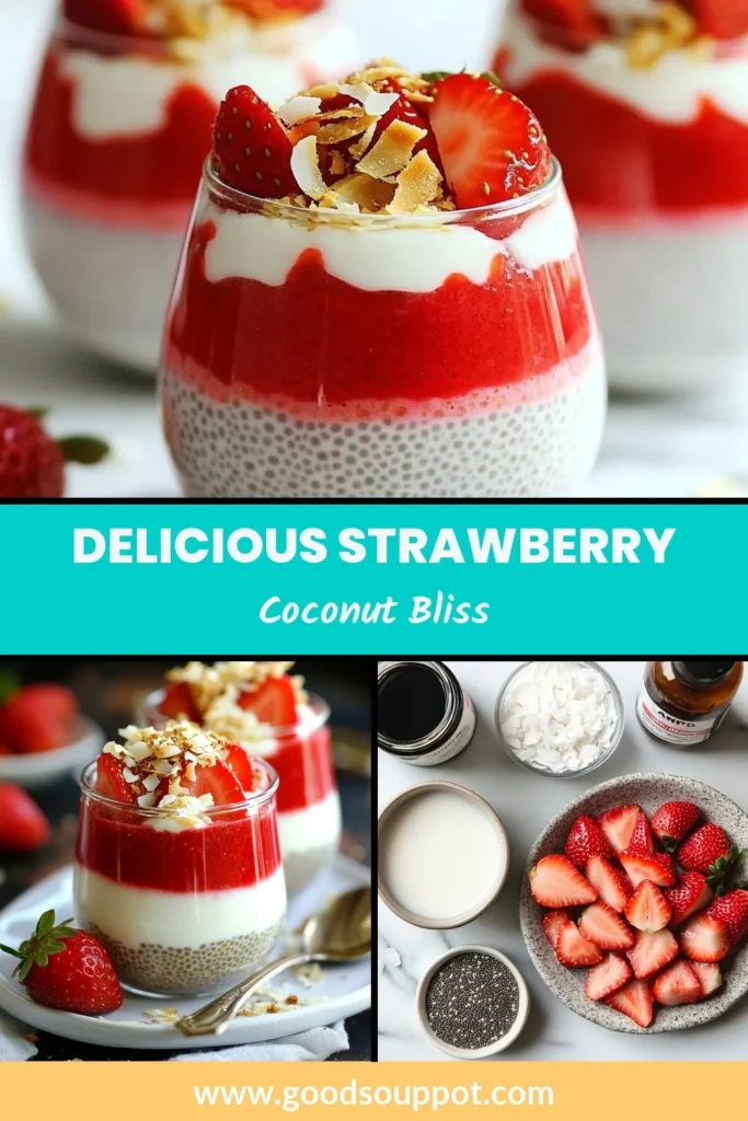 Indulge in a delicious and healthy dessert with this strawberry coconut chia pudding! This easy chia pudding recipe combines coconut milk and almond milk, creating a delightful dairy-free chia pudding that's perfect for any occasion. Layer with fresh strawberries for a refreshing treat. Try this coconut milk chia pudding today and enjoy a nutritious, guilt-free dessert. Save this recipe for your healthy dessert recipes! #ChiaPudding #HealthyDesserts #DairyFree #CoconutMilkChiaPudding