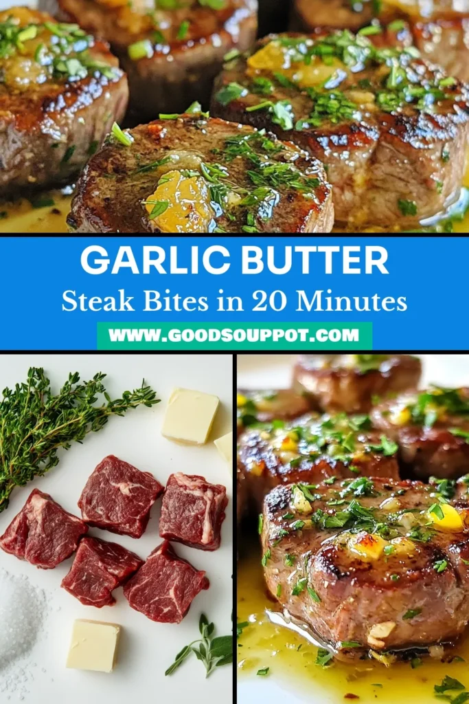 Indulge in these delicious Garlic Butter Steak Bites, a quick steak dinner that's sure to impress! This sirloin steak recipe features tender bites seared to perfection and tossed in an easy garlic butter sauce for maximum flavor. Perfect for busy nights, you'll love how simple and satisfying this dish is. Try these Garlic Butter Steak Bites tonight and make dinner a hit! Save this recipe for later! #GarlicButterSteakBites #QuickSteakDinner #EasyRecipes #SteakLovers