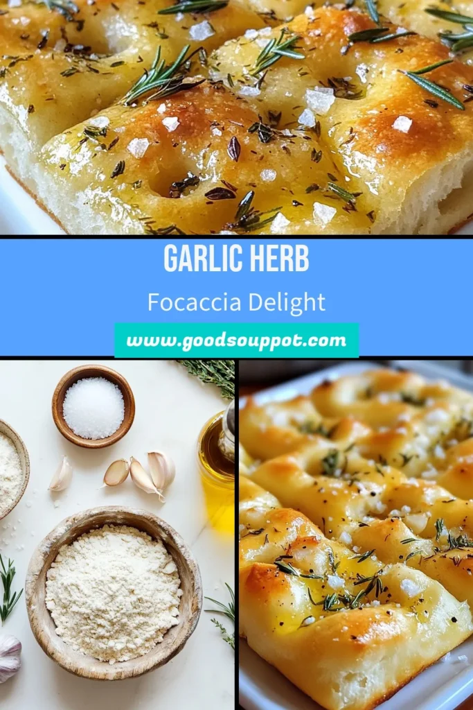 Discover the amazing taste of Garlic Herb Focaccia with this easy focaccia recipe that will elevate your homemade bread game. Enjoy the fluffy texture and rich flavors of this Italian Focaccia Bread recipe, perfect for dipping or serving alongside your favorite meals. Your family will love this delightful bread! Want to make it? Save this easy recipe for Garlic Herb Focaccia today! #Focaccia #HomemadeBread #ItalianRecipe #BakingLove