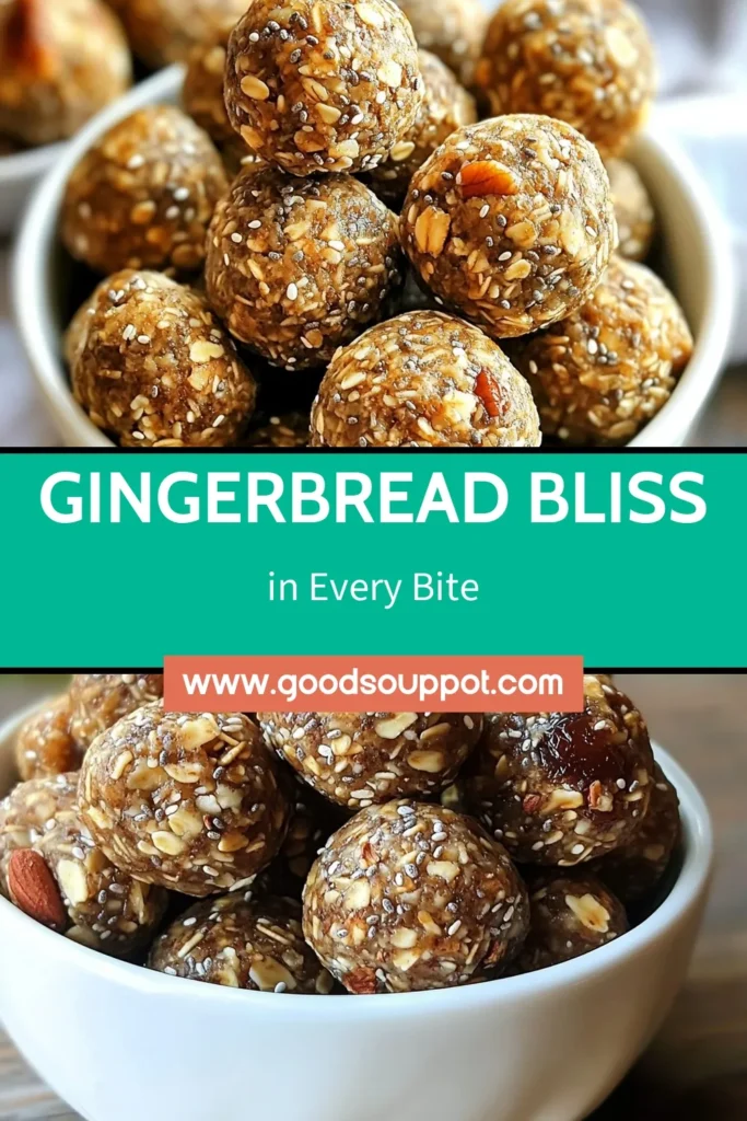 Indulge in these delicious Gingerbread Energy Balls, the perfect healthy energy snacks to fuel your day! These no-bake gingerbread treats are made with wholesome ingredients like oats, almond butter, and warm spices, providing nutritious snack recipes that everyone will love. Easy to prepare, vegan-friendly, and packed with flavor, these energy bites are a delightful snack for any time. Try them today and save this recipe! #GingerbreadEnergyBalls #HealthySnacks #NoBakeTreats #VeganEnergyBites