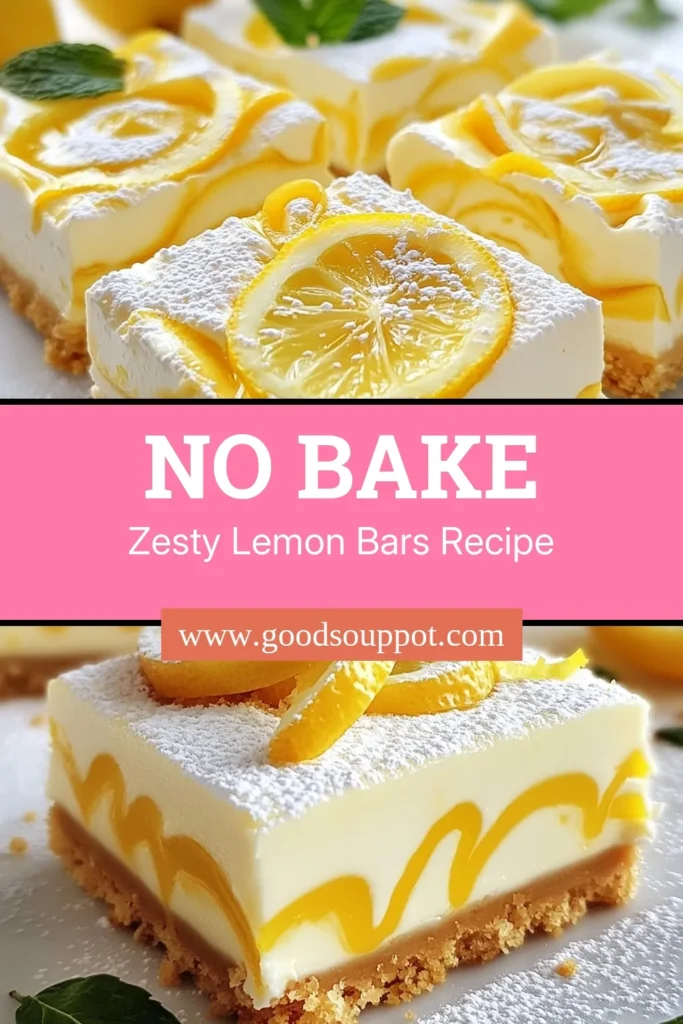 Indulge in these delightful no-bake lemon cheesecake bars that are perfect for any occasion! This zesty cheesecake recipe features a graham cracker cheesecake crust and a light, creamy filling bursting with fresh lemon flavor. Best of all, it's an easy cheesecake dessert you can whip up in no time. Get ready to impress your guests with these lemon dessert bars. Save this recipe and treat yourself to a refreshing dessert today! #NoBakeCheesecake #LemonDessert #EasyDessert #DessertRecipes