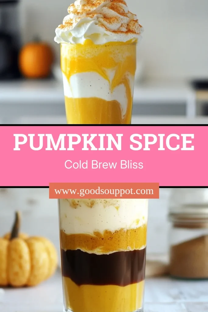 Enjoy your favorite fall flavors with this Copycat Starbucks Pumpkin Cream Cold Brew! This delightful pumpkin spice cold brew combines cold brew coffee with pumpkin for a refreshing twist on traditional drinks. Perfect for cozy mornings, this homemade pumpkin spice drink features a creamy texture and sweet maple syrup. Try this easy pumpkin spice latte recipe today and savor the taste of autumn in every sip. Don't forget to save this for your fall coffee recipes! #PumpkinSpice #ColdBrew #HomemadeCoffee #FallRecipes