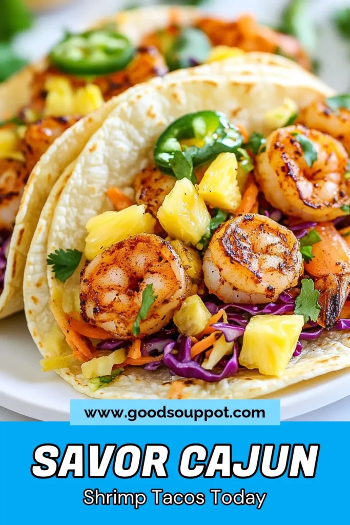 Discover the deliciousness of Cajun shrimp tacos with a refreshing pineapple slaw! This easy shrimp taco recipe combines succulent Cajun-seasoned shrimp with a zesty pineapple slaw, making for the ultimate spicy shrimp tacos. Perfect for a quick dinner, this dish will impress your family and friends. Try this mouthwatering pineapple slaw recipe now! Click to save and indulge! #CajunShrimpTacos #ShrimpTacoRecipe #EasyShrimpTacos #SpicyShrimpTacos