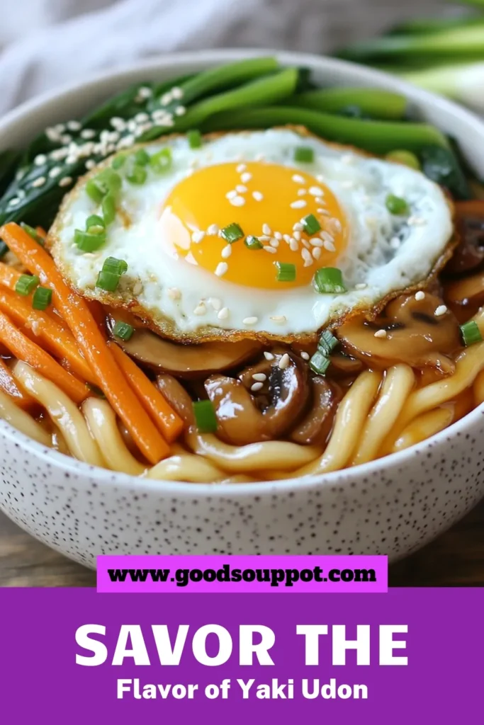 Discover the delicious Yaki Udon recipe that's perfect for a quick meal! This easy udon stir-fry features stir-fried udon noodles tossed with colorful vegetables like shiitake mushrooms, bell peppers, and bok choy for a tasty vegan udon dish. Elevate your culinary skills with this Asian noodle recipe that's ready in just 20 minutes. Try it today and save for later! #YakiUdon #VeganRecipes #UdonNoodles #AsianCooking