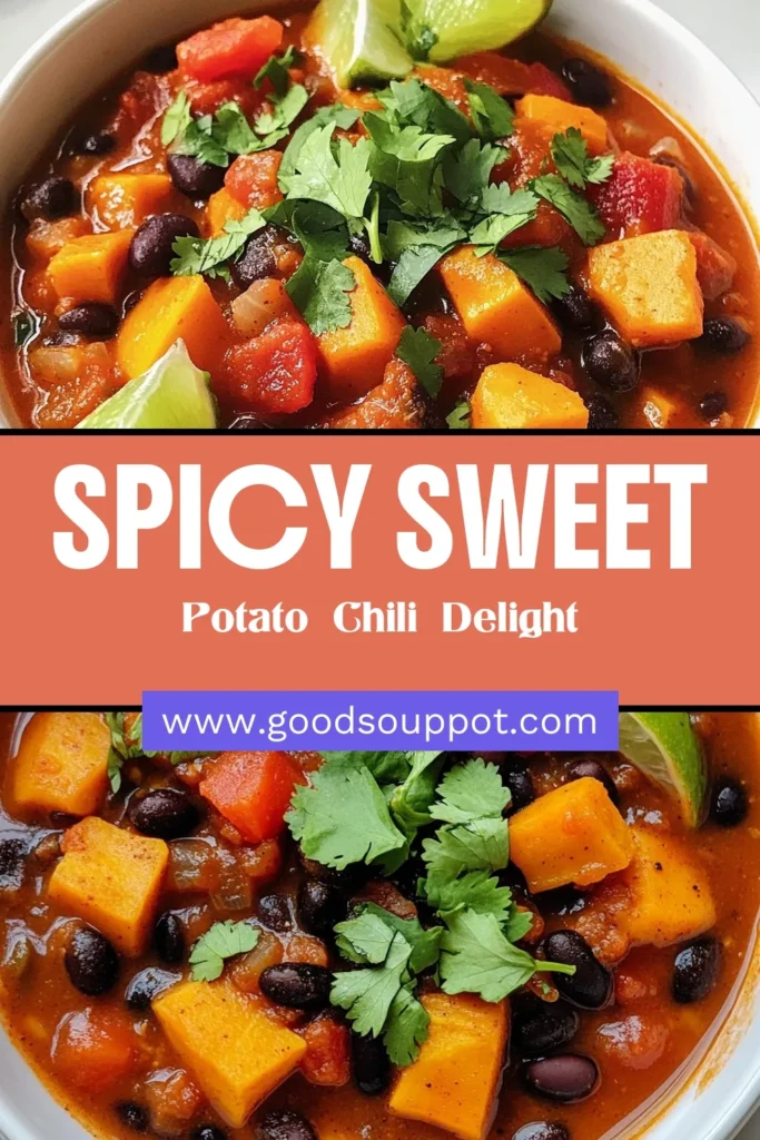 Looking for a warm and comforting dish? Try this spicy sweet potato chili that's perfect for any occasion! This black bean chili recipe is packed with flavors and nutrients, making it an ideal vegetarian chili with sweet potatoes and a healthy chili recipe. It's an easy spicy chili recipe that you can whip up in no time. Don't miss out—save this recipe for your next meal! #SweetPotatoChili #BlackBeanChili #VegetarianChili #HealthyRecipe