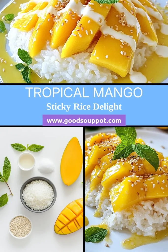 Savor the tropical delight of this easy Mango Sticky Rice recipe, a must-try Thai dessert recipe! This Coconut Sticky Rice pairs perfectly with fresh mango, making it a delicious and satisfying treat. In just an hour, you can whip up this authentic Thai dessert recipe to impress family and friends. Perfect for parties or a sweet finish to any meal. Try this delightful tropical dessert recipe today! Save and share it! #MangoStickyRice #ThaiDessert #CoconutStickyRice #EasyMangoStickyRice