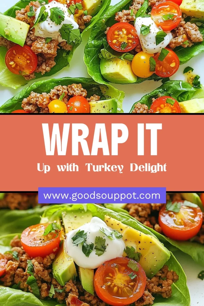 Discover delicious Turkey Lettuce Wraps, a perfect blend of flavor and health in this easy turkey recipe! Made with ground turkey and topped with fresh tomatoes, avocado, and creamy Greek yogurt, these healthy turkey wraps are great for a quick lunch or dinner. Try these lettuce wrap ideas today and elevate your meal prep game. Save this recipe for a nutritious and satisfying option you’ll love! #TurkeyLettuceWraps #HealthyTurkeyWrap #GroundTurkeyRecipes #EasyTurkeyRecipes