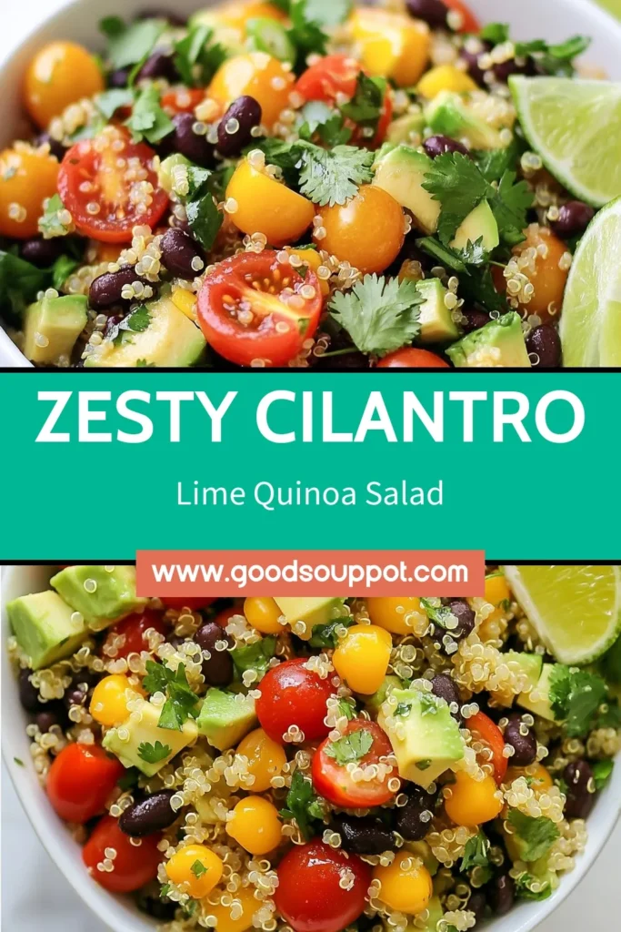 Discover the vibrant flavors of Cilantro Lime Quinoa Salad that's perfect for any meal! This Quinoa Salad Recipe is not only refreshing but also a Healthy Quinoa Salad packed with nutrients. With black beans and creamy avocado, this Black Bean Quinoa Salad variation is sure to impress. Enjoy a tasty Avocado Quinoa Salad loaded with fresh ingredients. Save this recipe for nutritious meals! #CilantroLimeQuinoaSalad #HealthyRecipes #CleanEating #PlantBasedEating